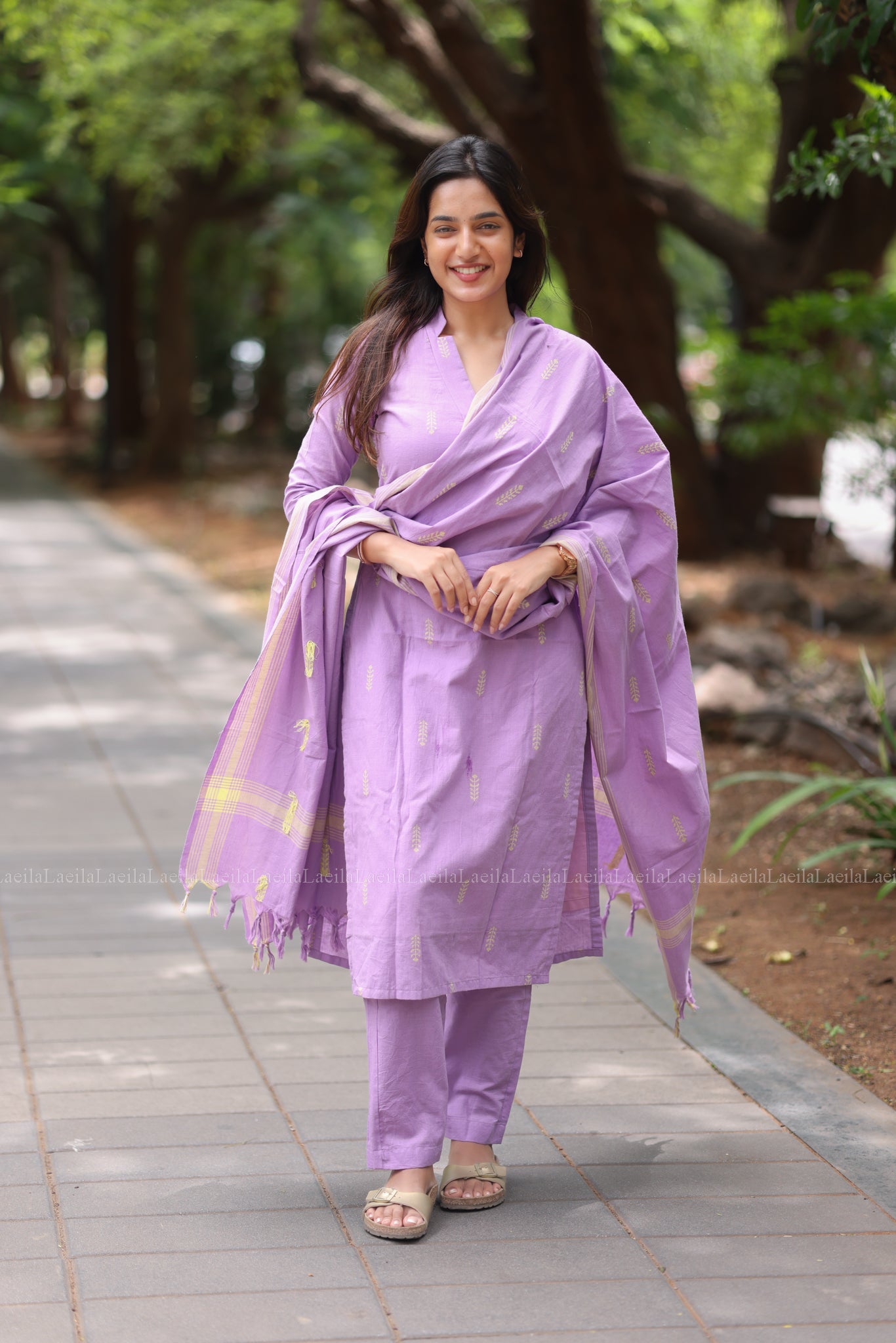 Pale Purple cotton Kadhambari set