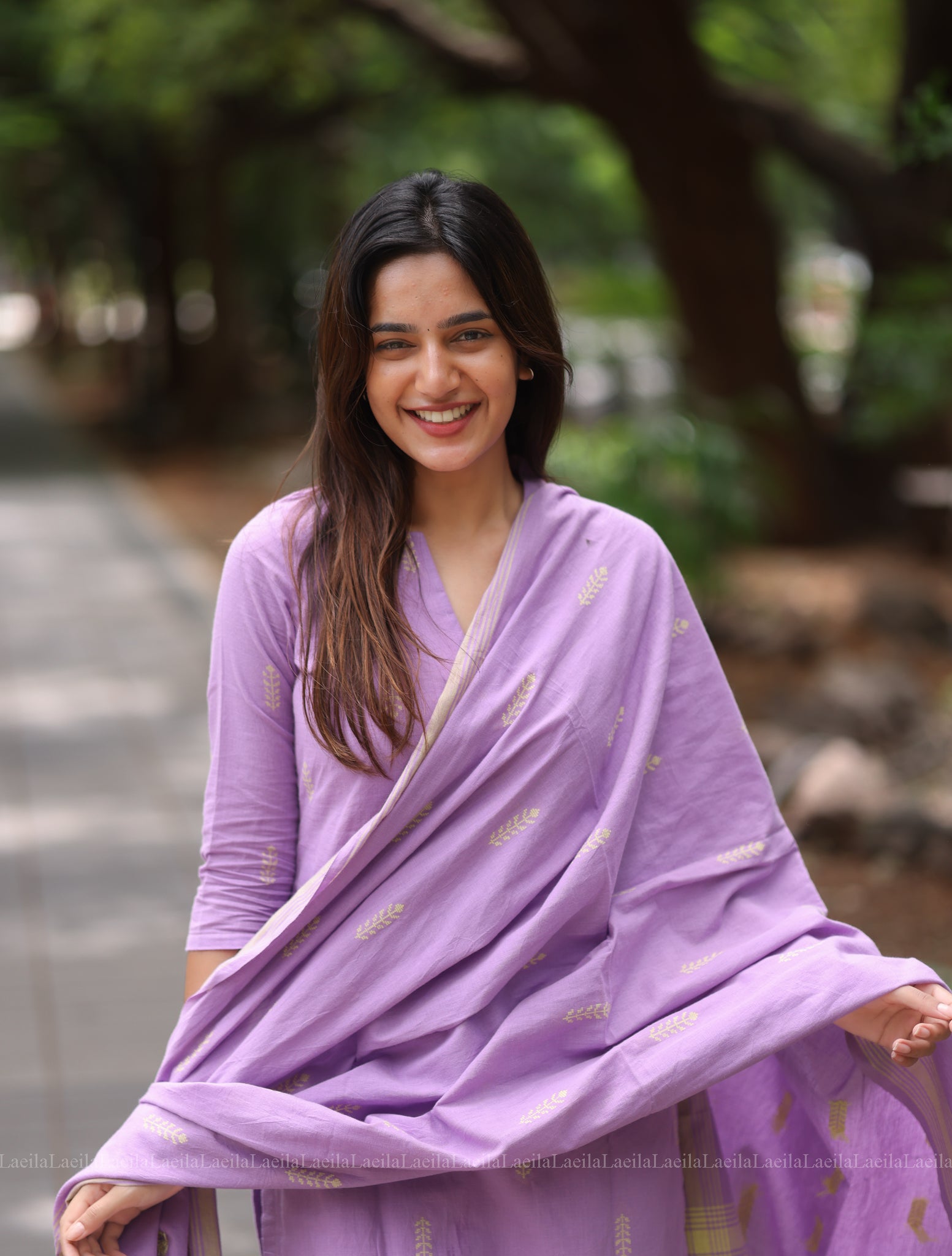 Pale Purple cotton Kadhambari set