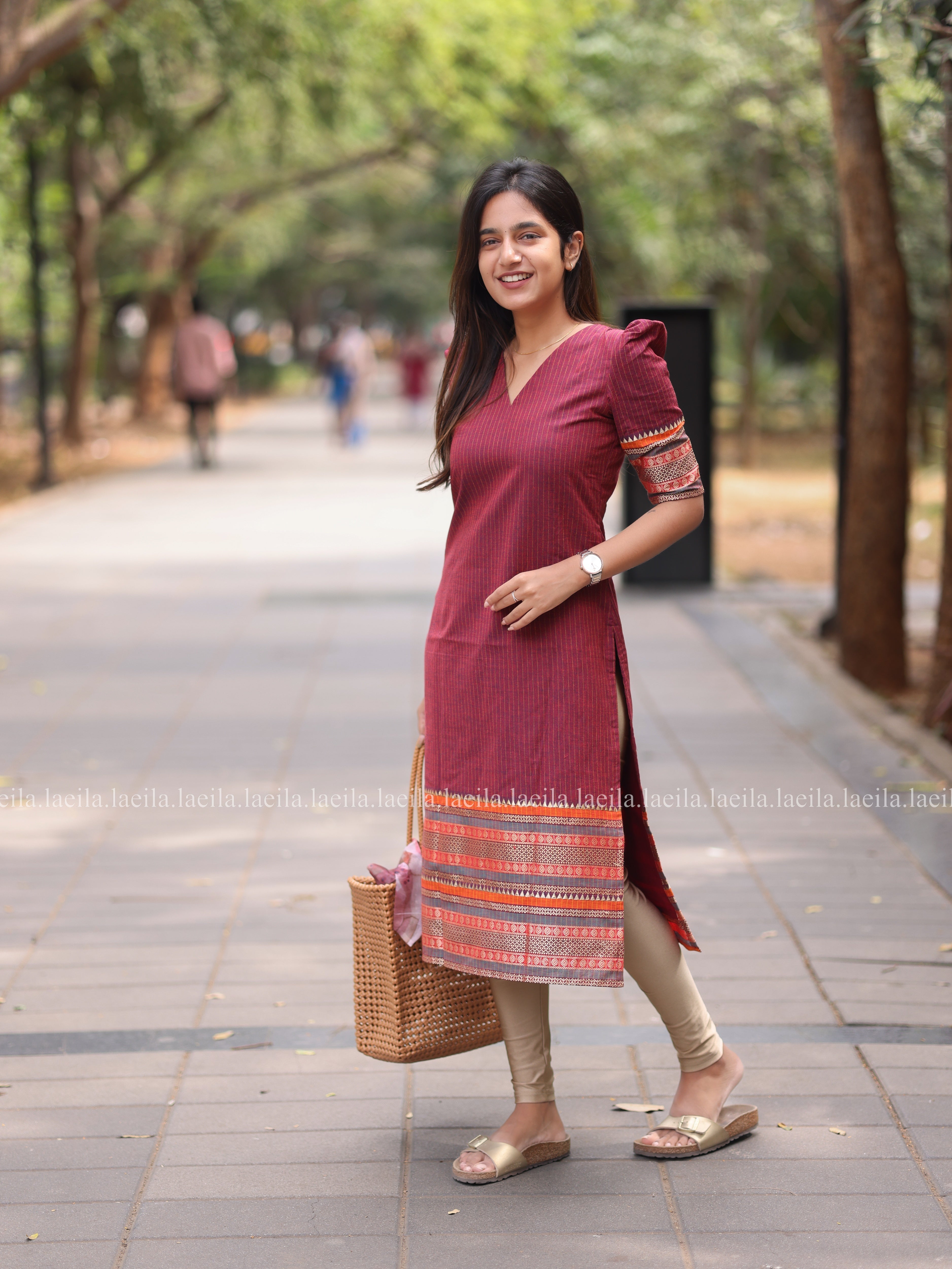 Maroon border Meenakshi - Pure kanchi cotton Top