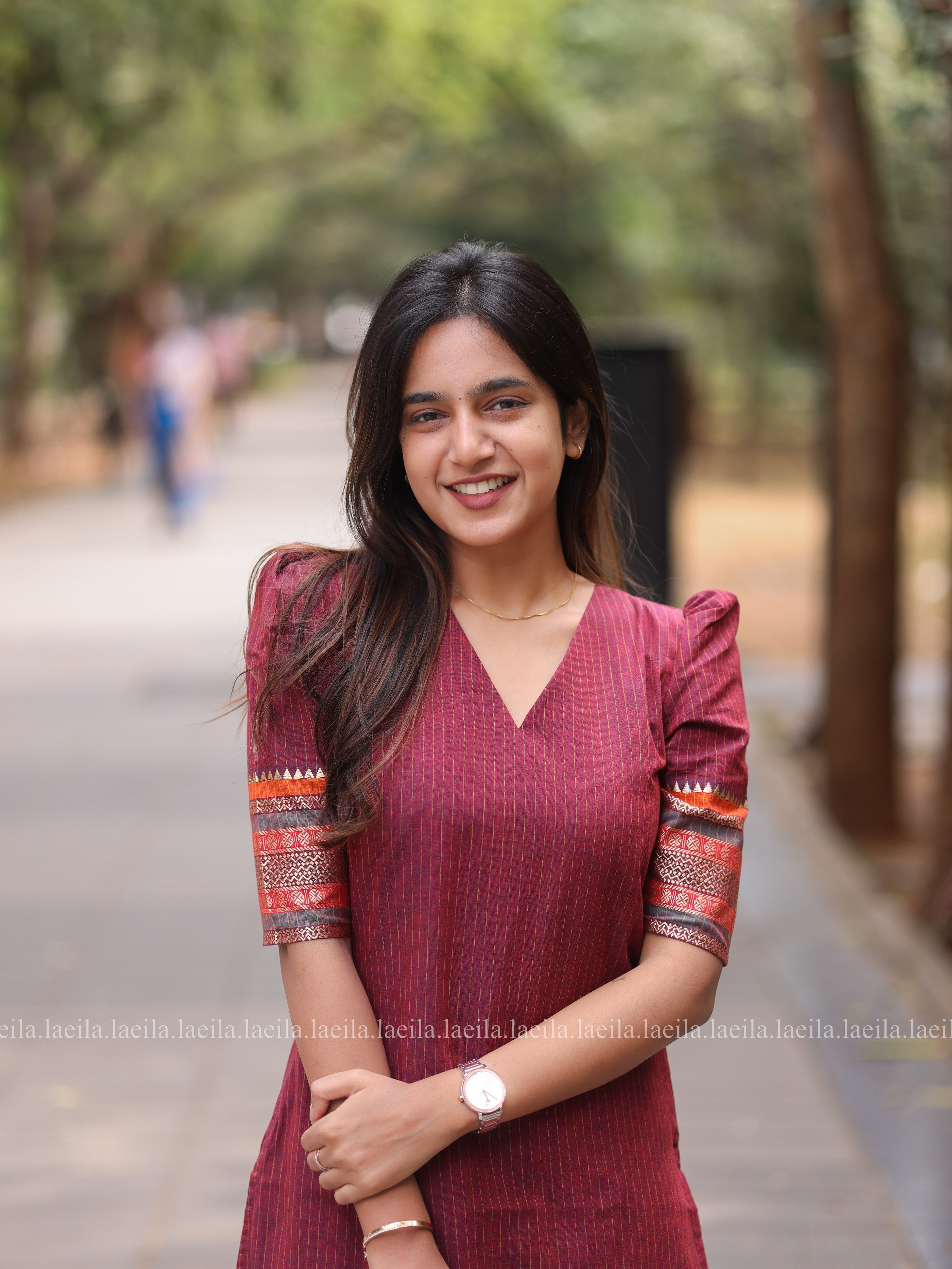 Maroon border Meenakshi - Pure kanchi cotton Top