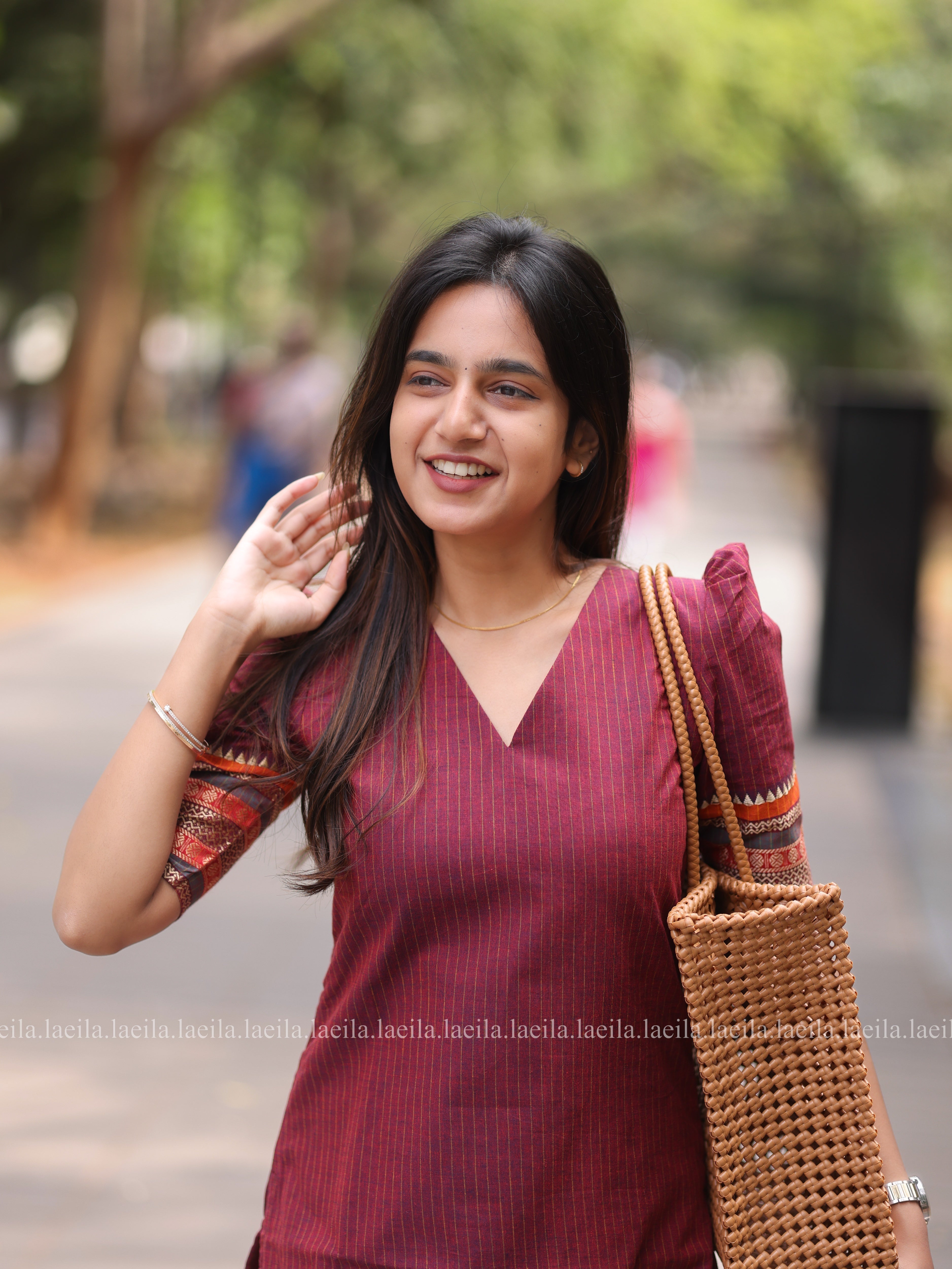 Maroon border Meenakshi - Pure kanchi cotton Top