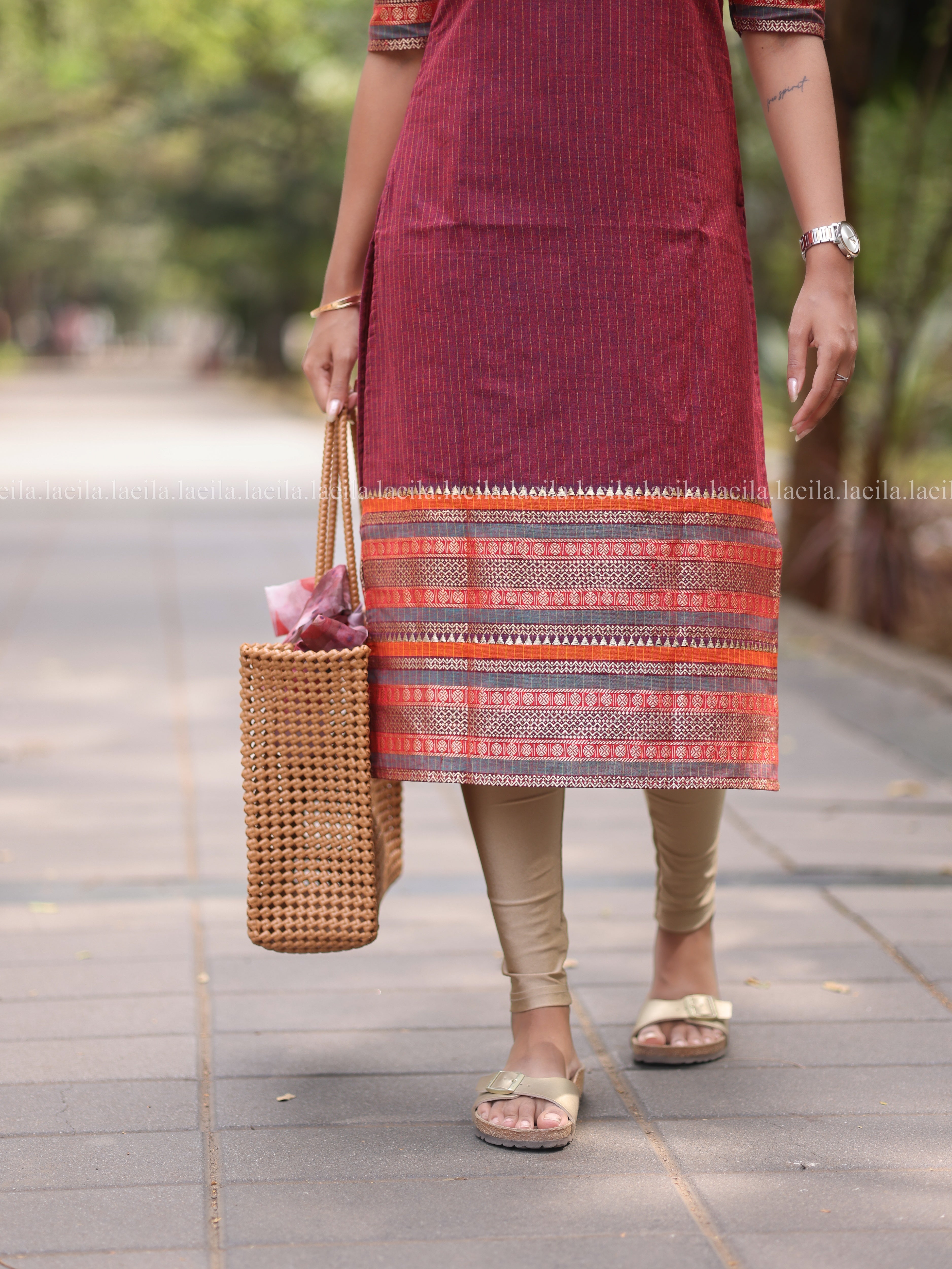 Maroon border Meenakshi - Pure kanchi cotton Top