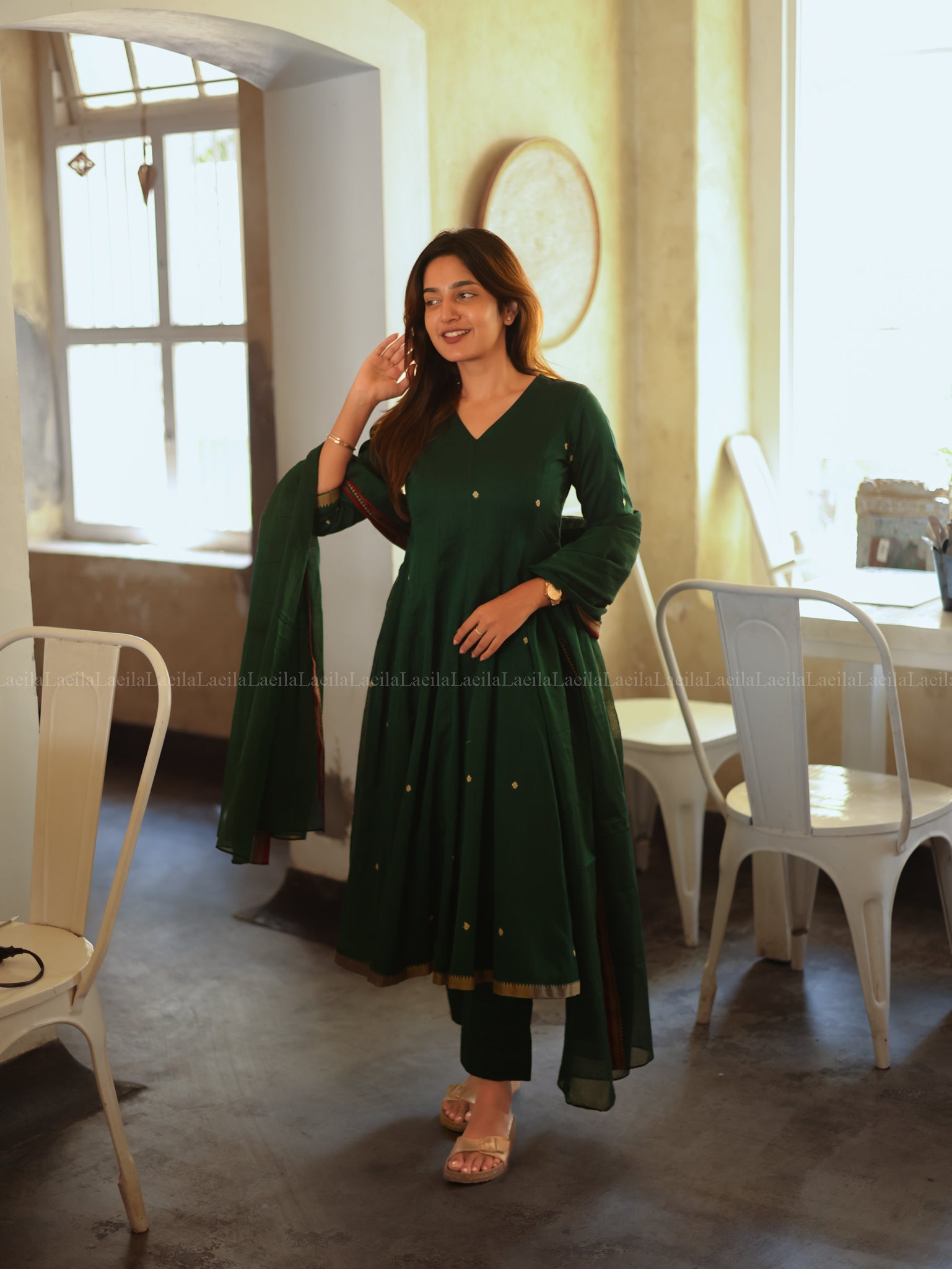 Dark Green Malar Narayanpet Salwar Set