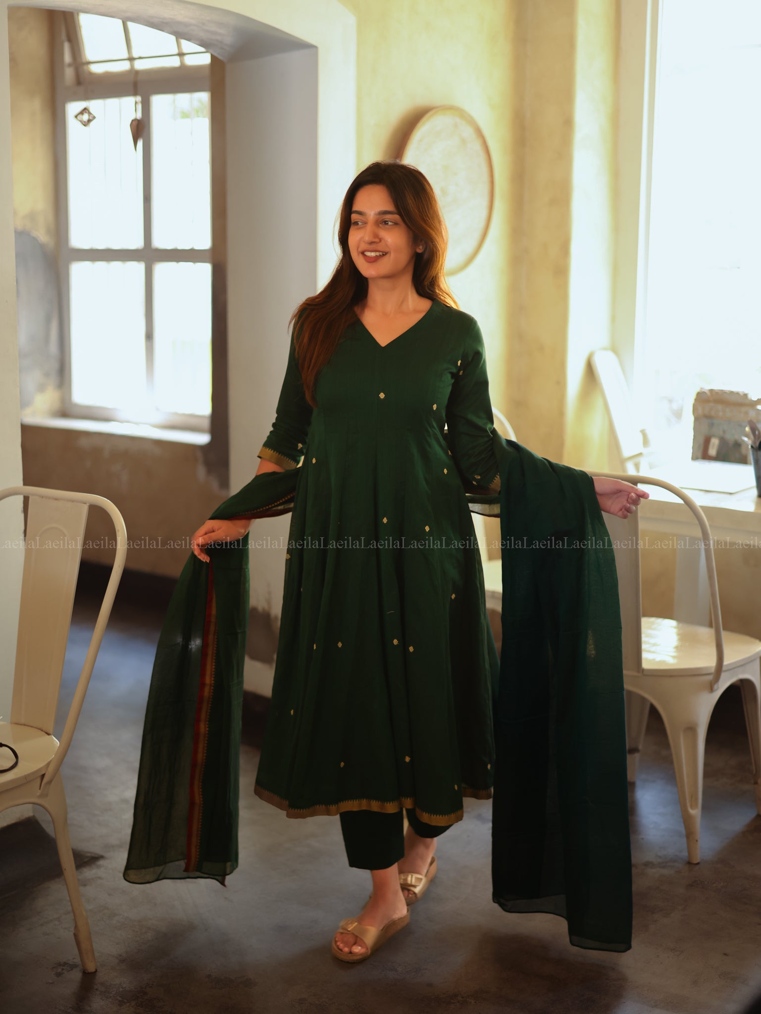 Dark Green Malar Narayanpet Salwar Set