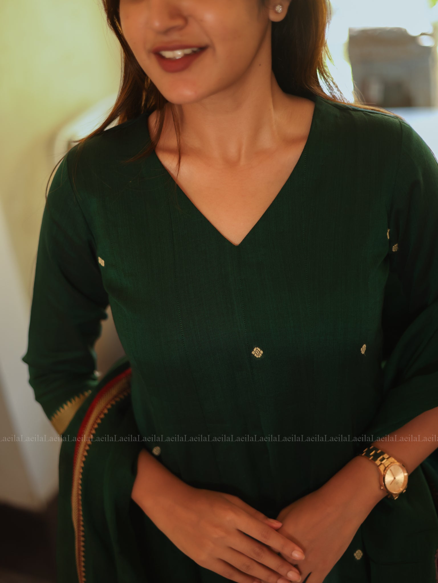 Dark Green Malar Narayanpet Salwar Set