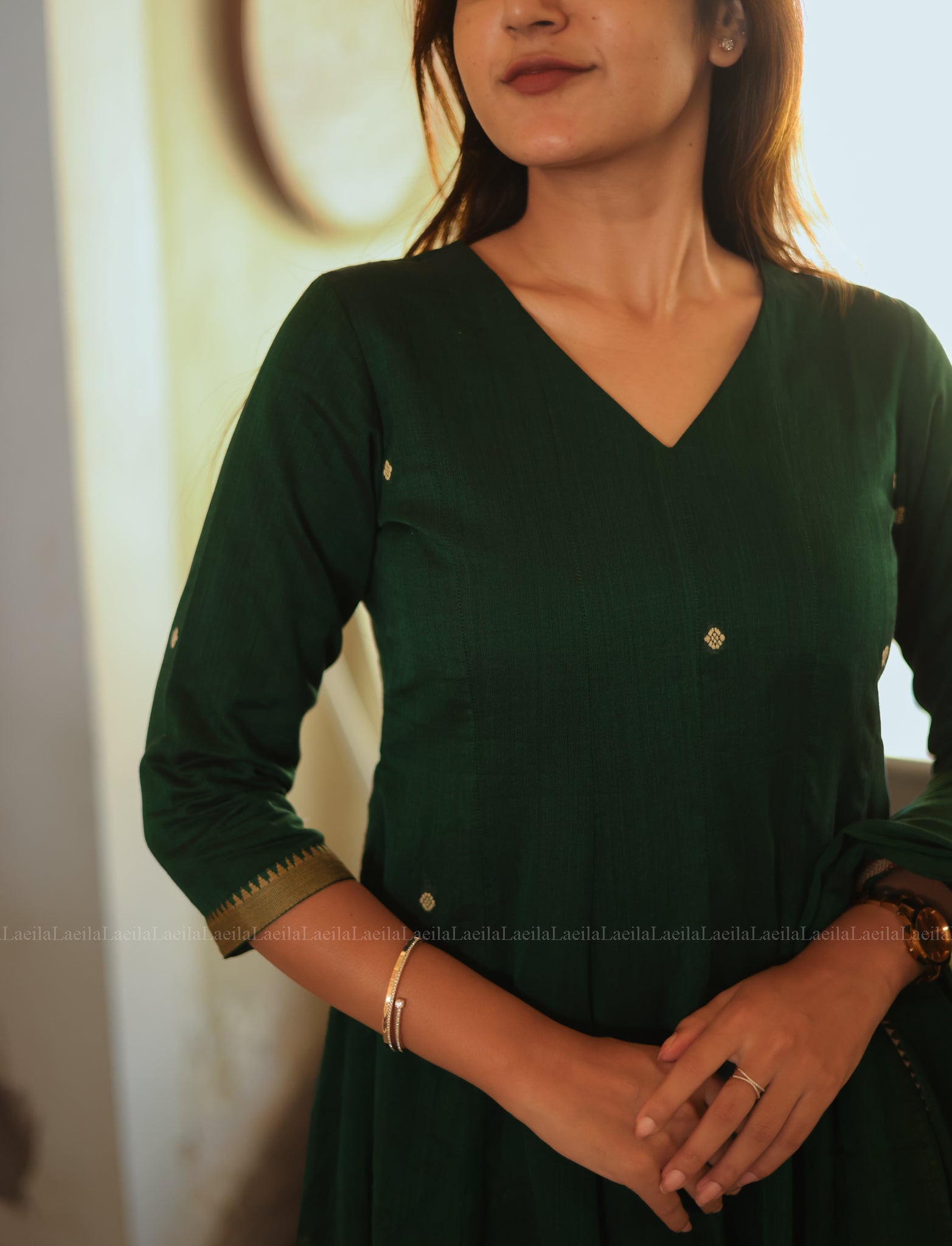 Dark Green Malar Narayanpet Salwar Set