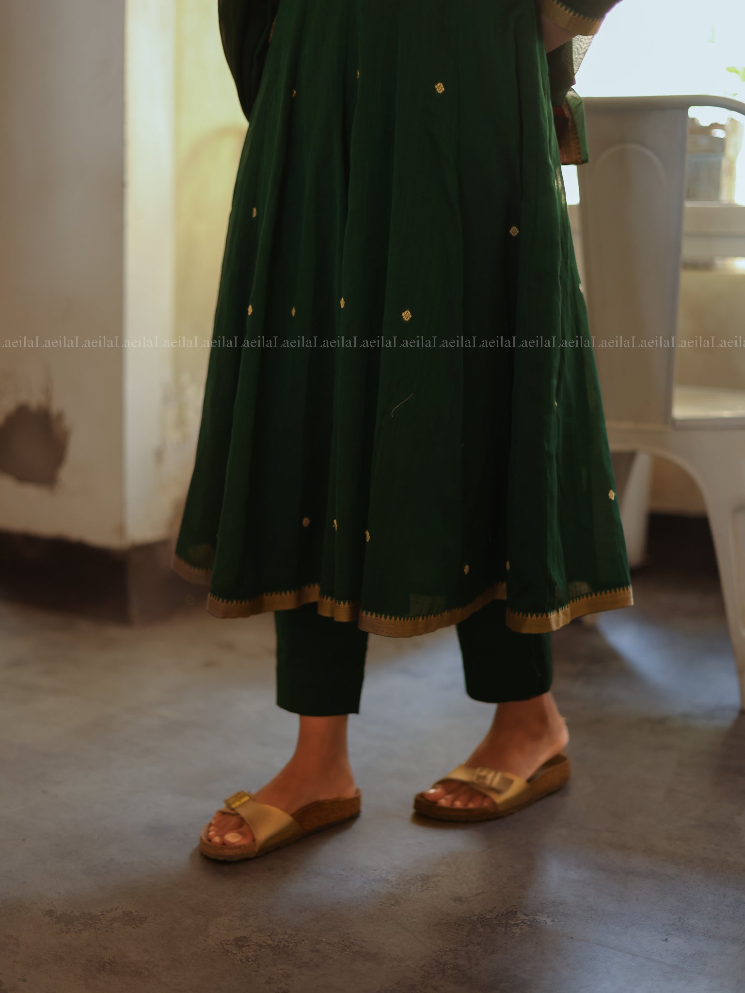 Dark Green Malar Narayanpet Salwar Set
