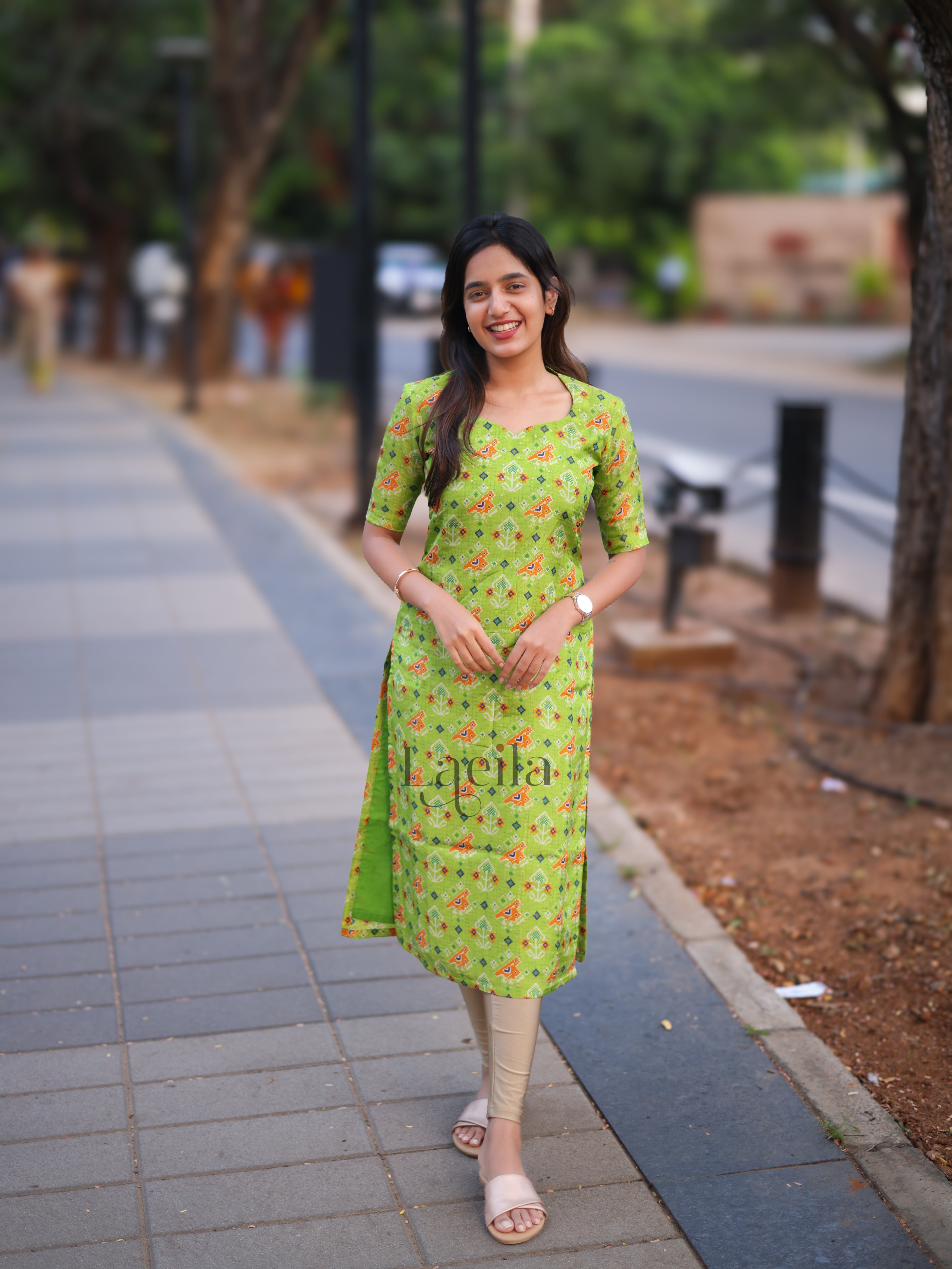 Lime tissue floral top