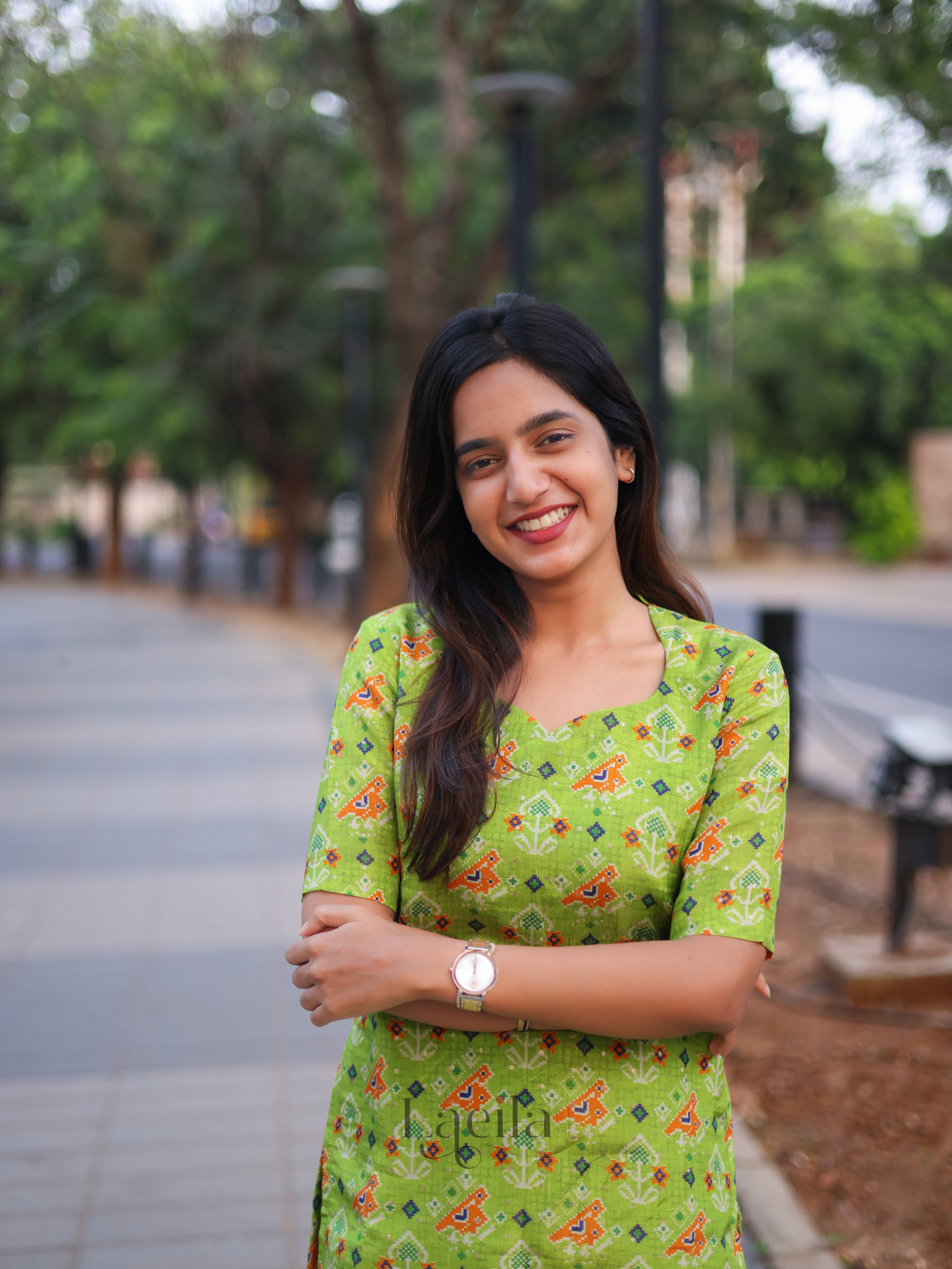 Lime tissue floral top