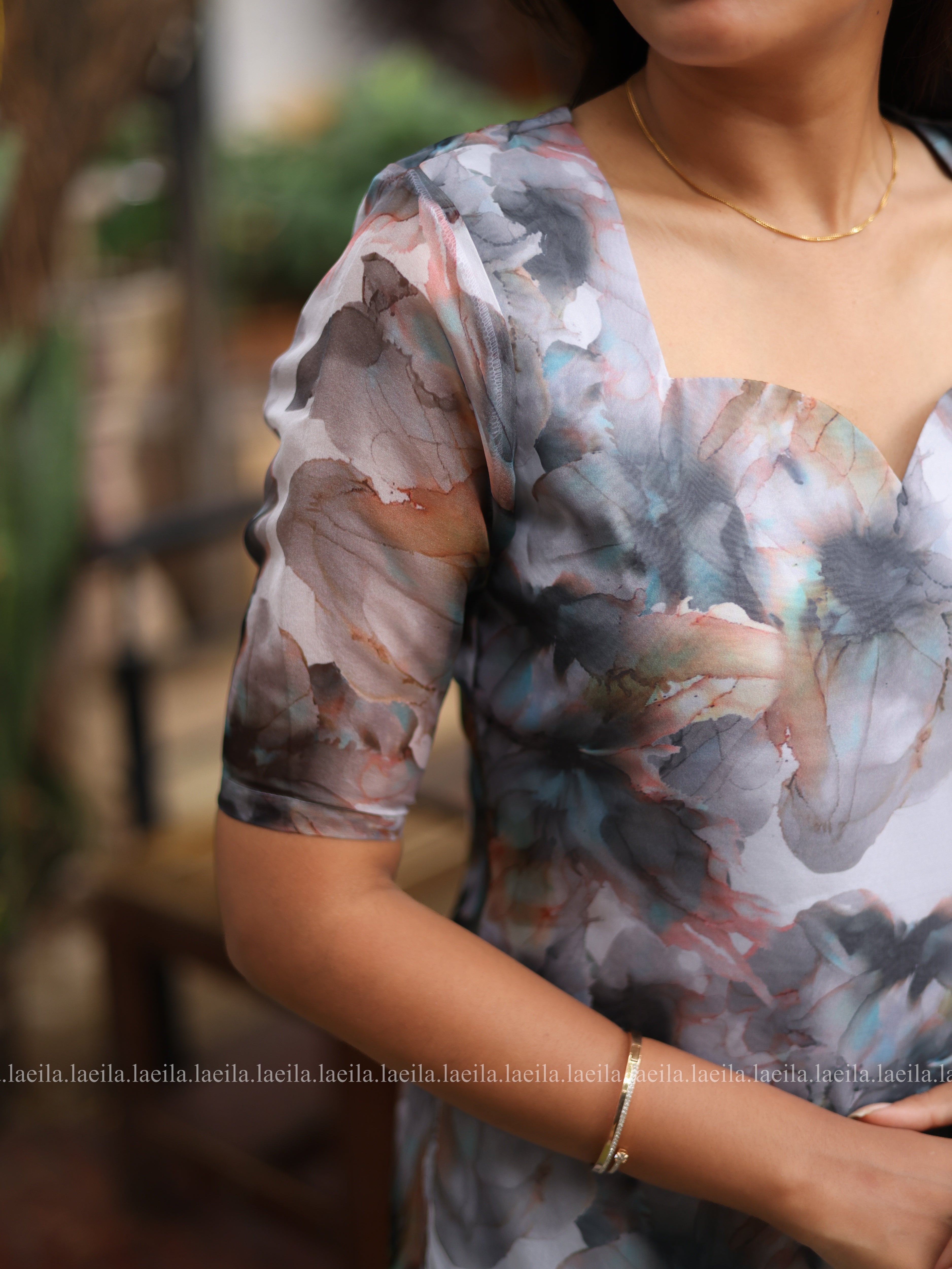 Grey Multitint Organza Top