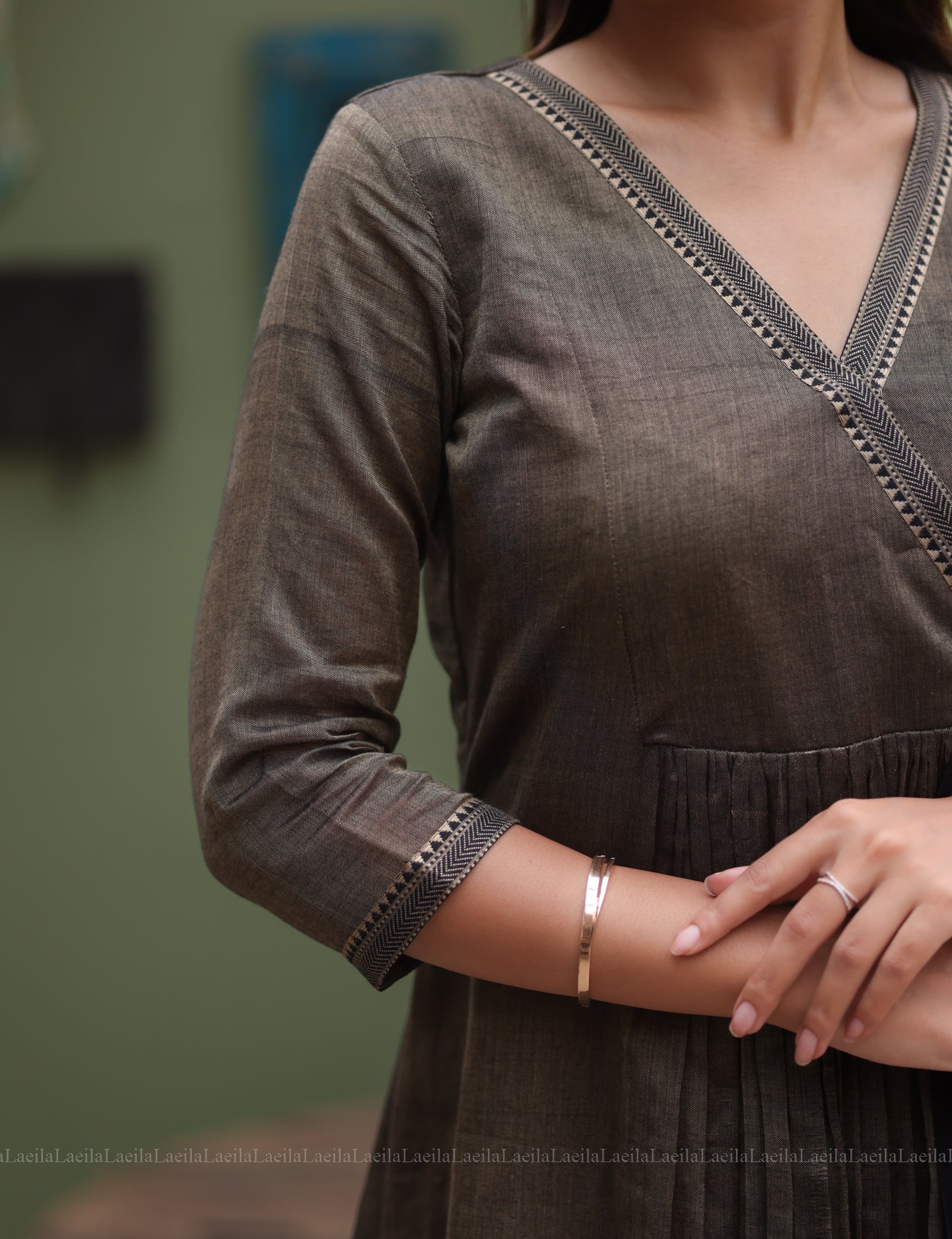 Antique Olive Malar Narayanpet Salwar set