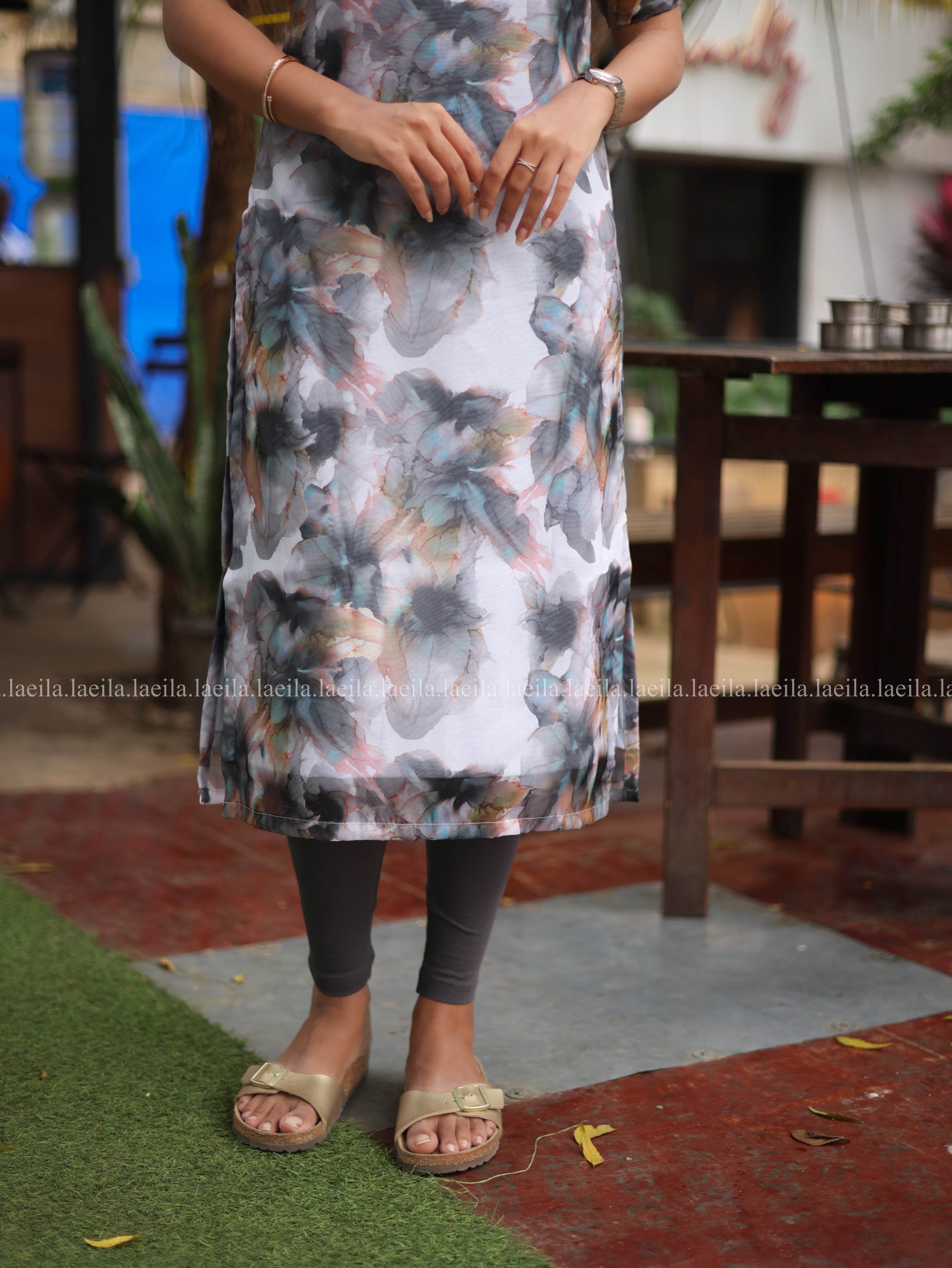 Grey Multitint Organza Top