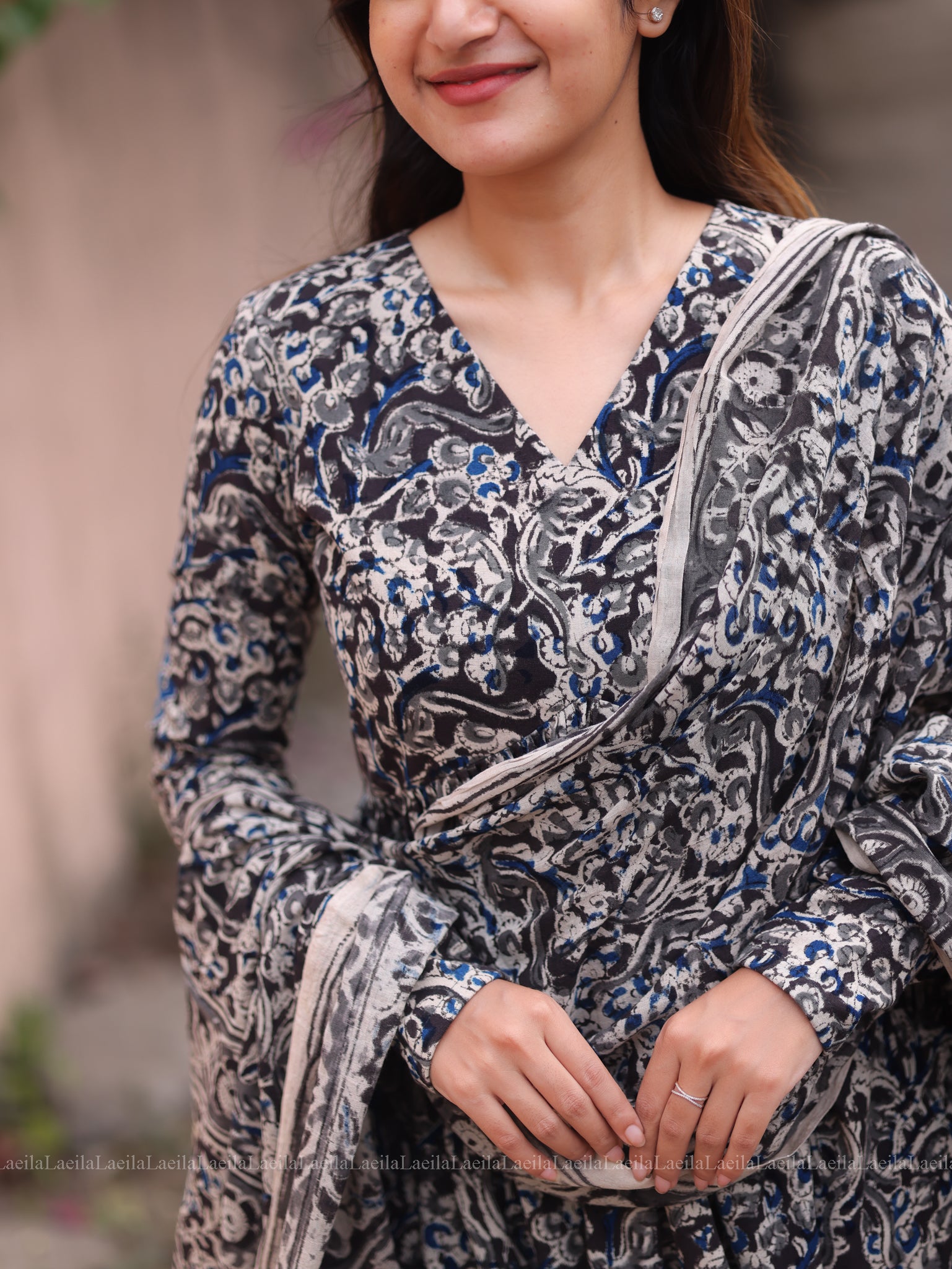 Black Alia Cut Top & Dupatta Set