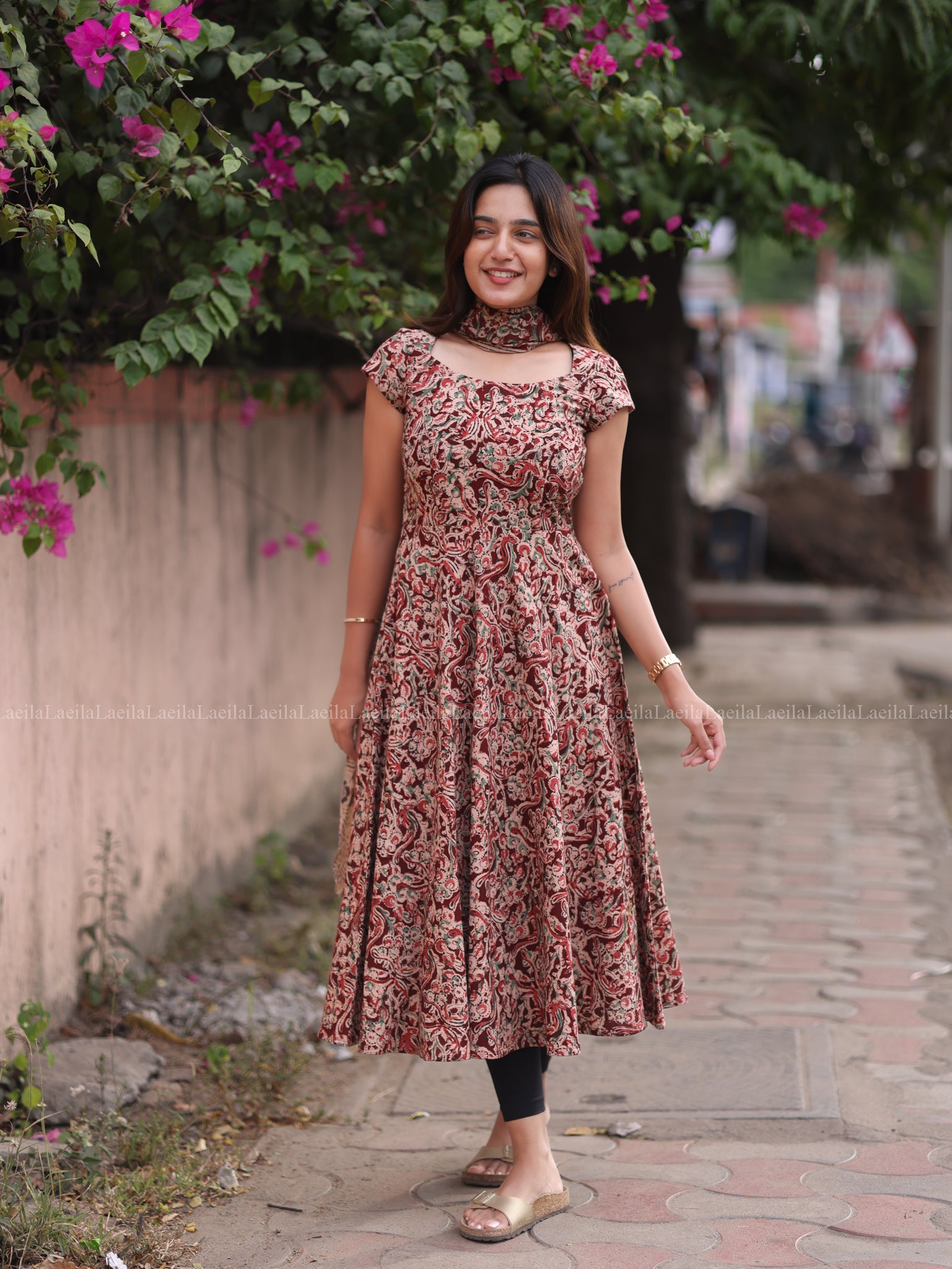 Maroon Anarkali Top & Dupatta Set
