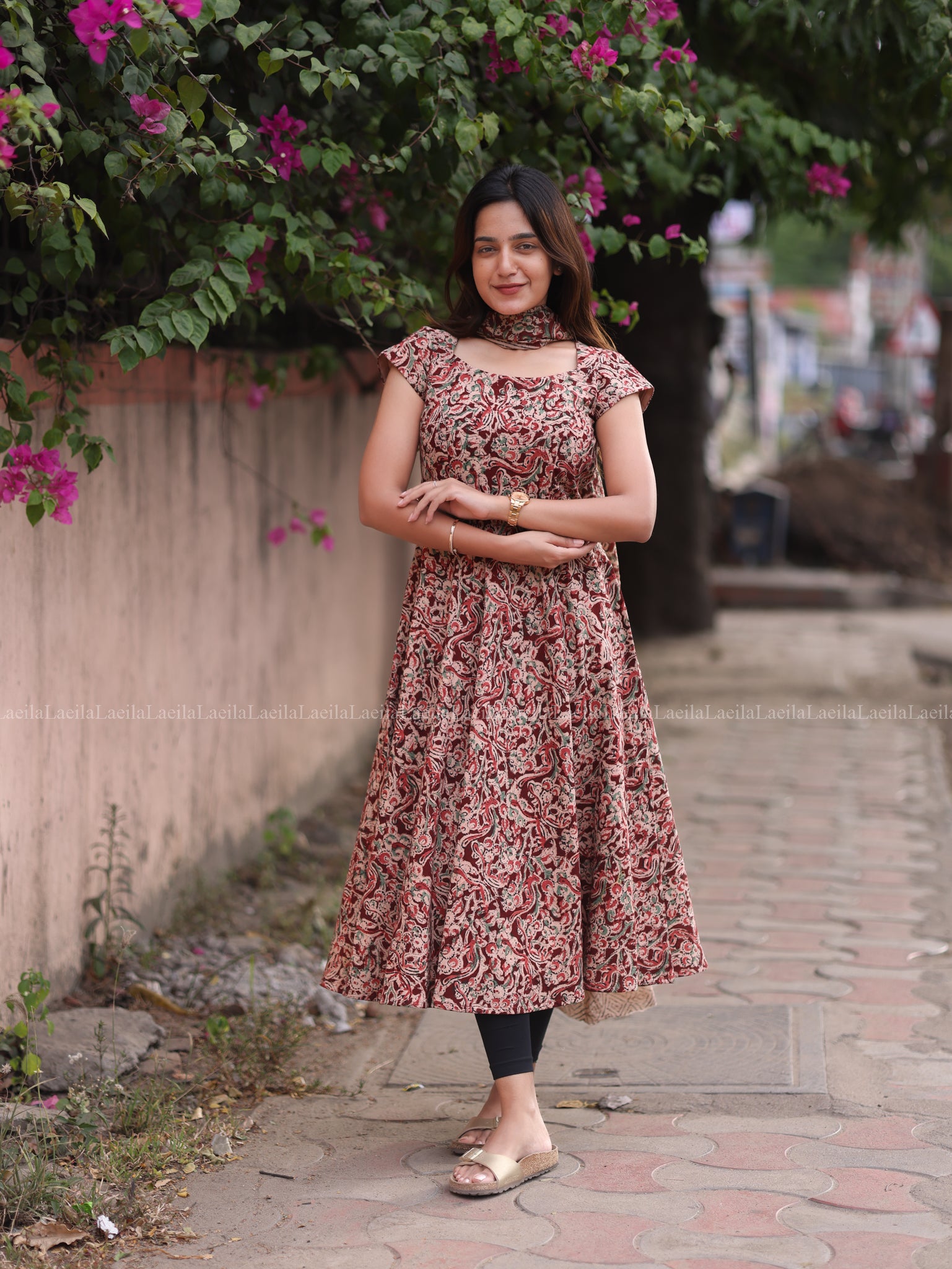 Maroon Anarkali Top & Dupatta Set
