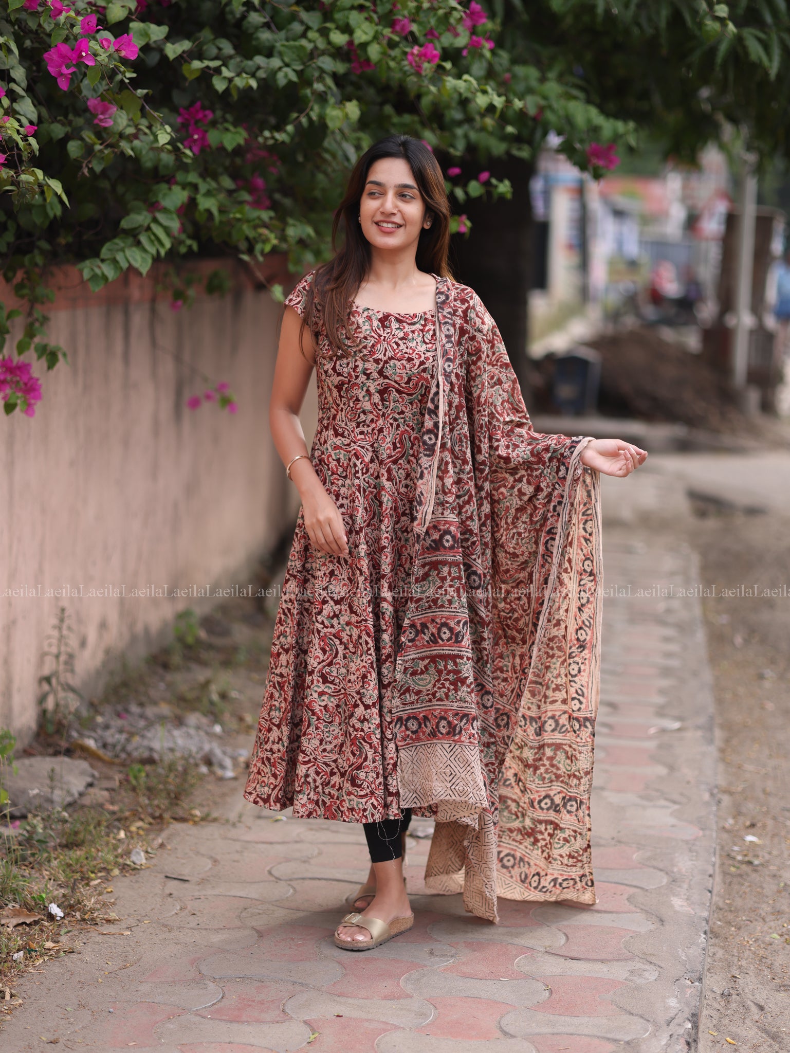 Maroon Anarkali Top & Dupatta Set
