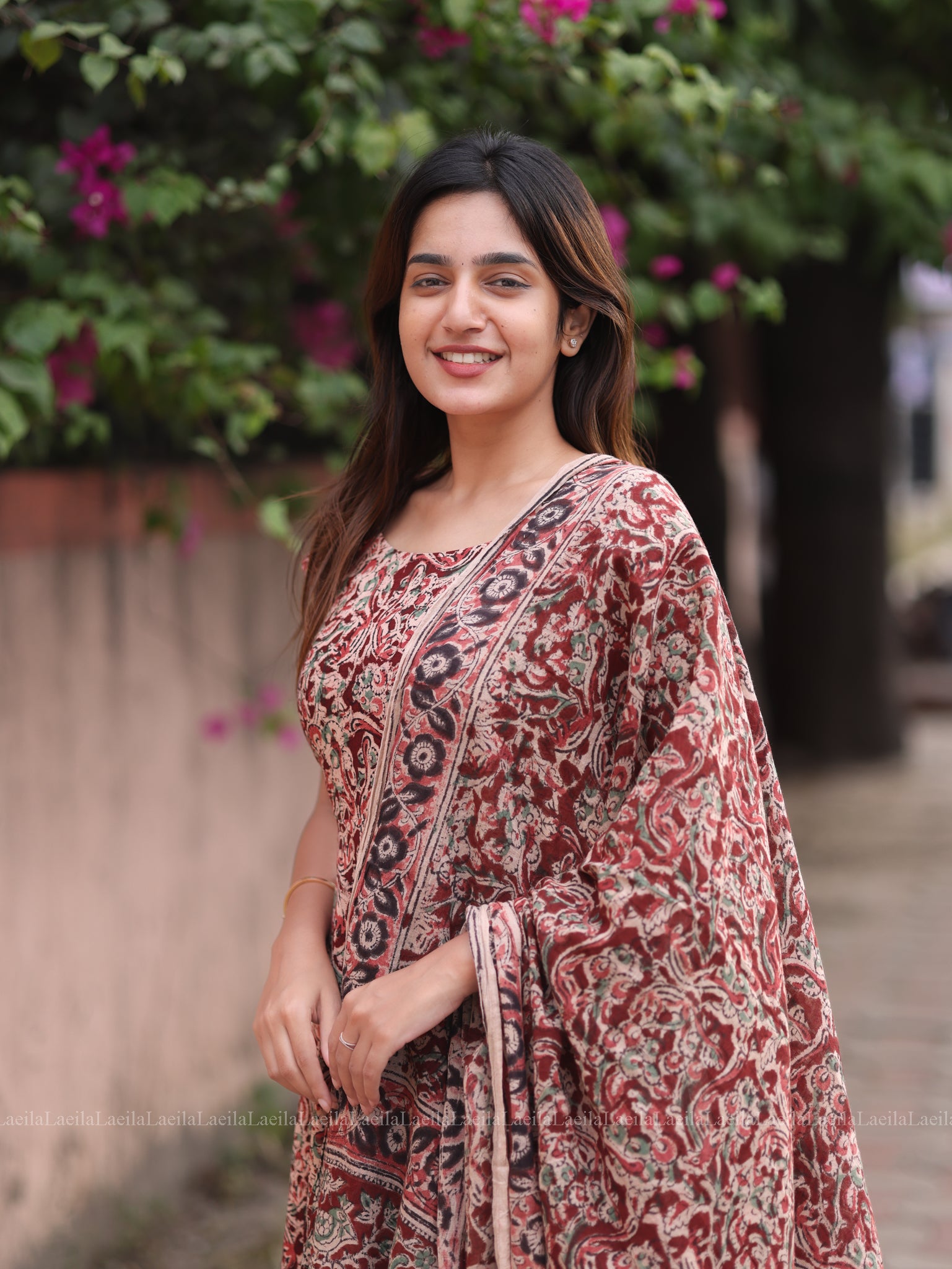 Maroon Anarkali Top & Dupatta Set