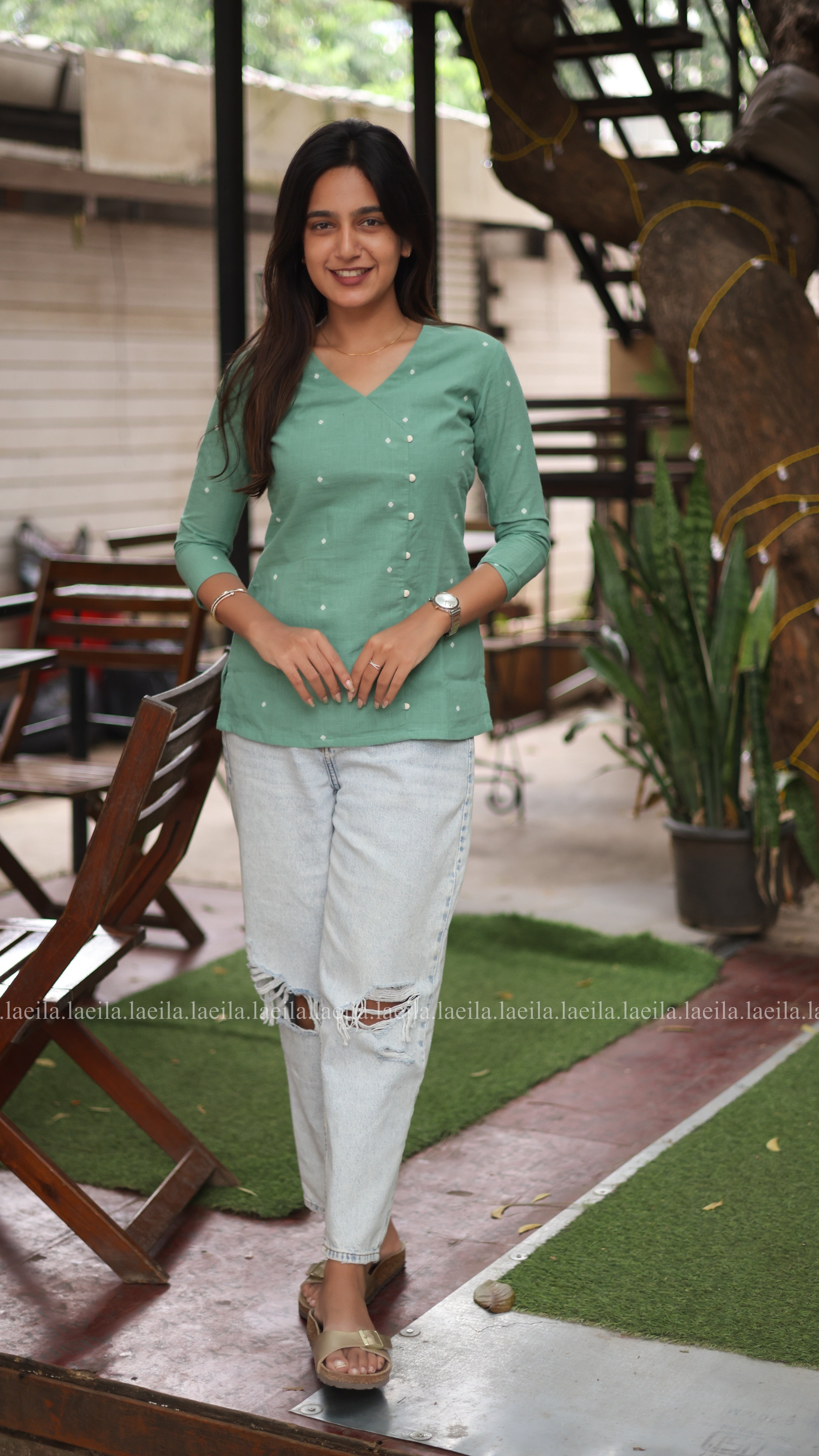 Green Cotton Short Top