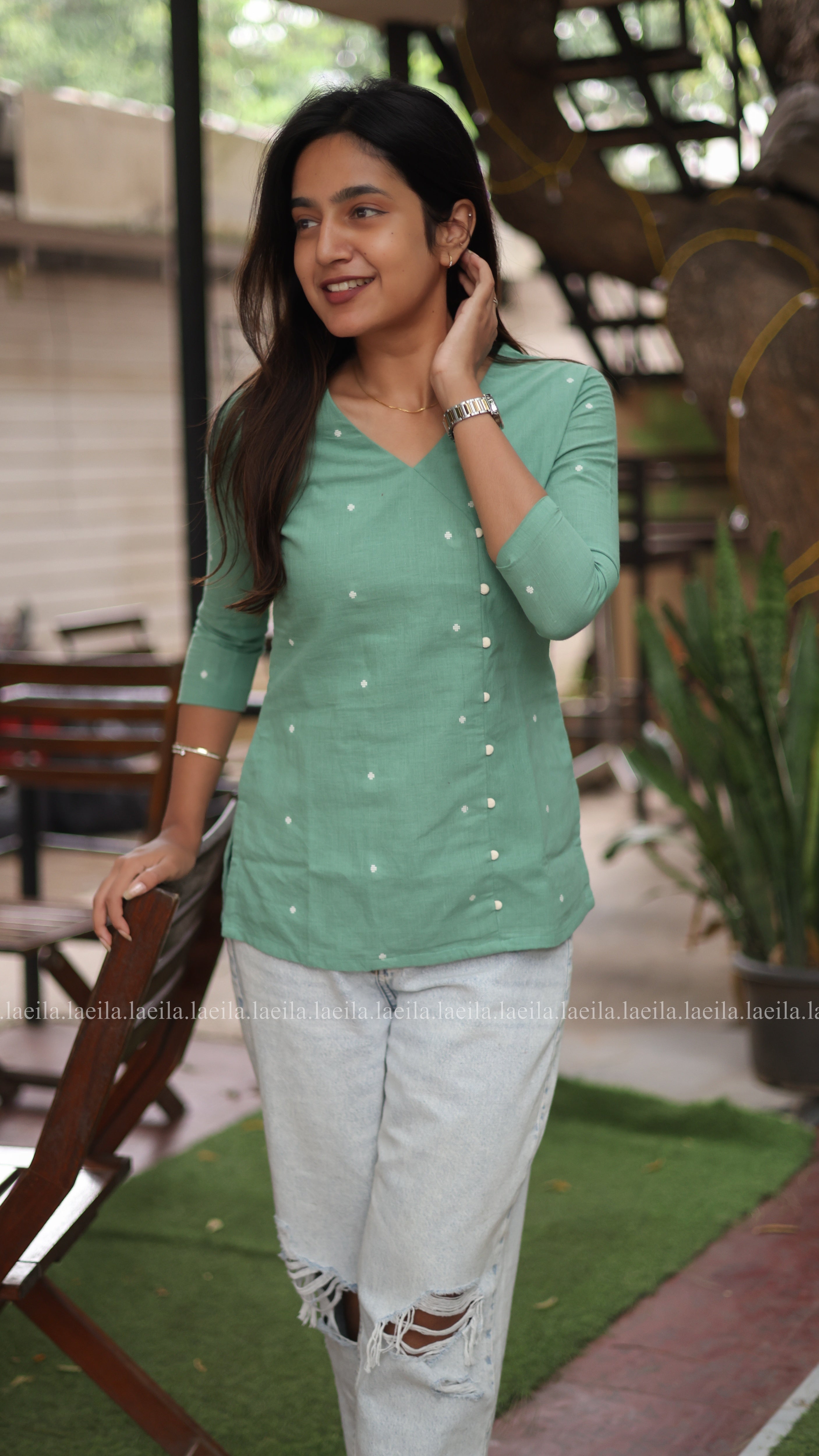 Green Cotton Short Top