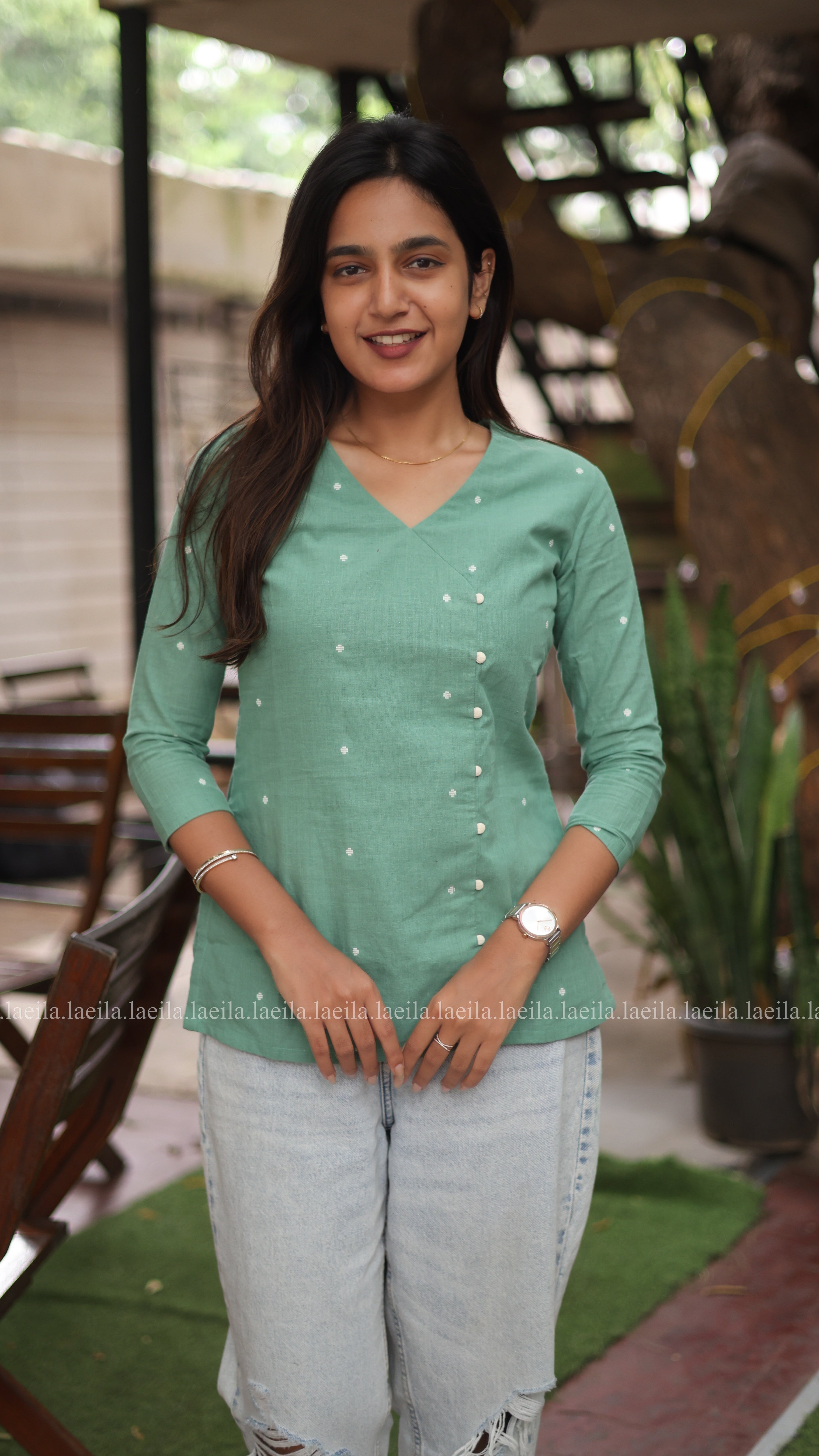 Green Cotton Short Top