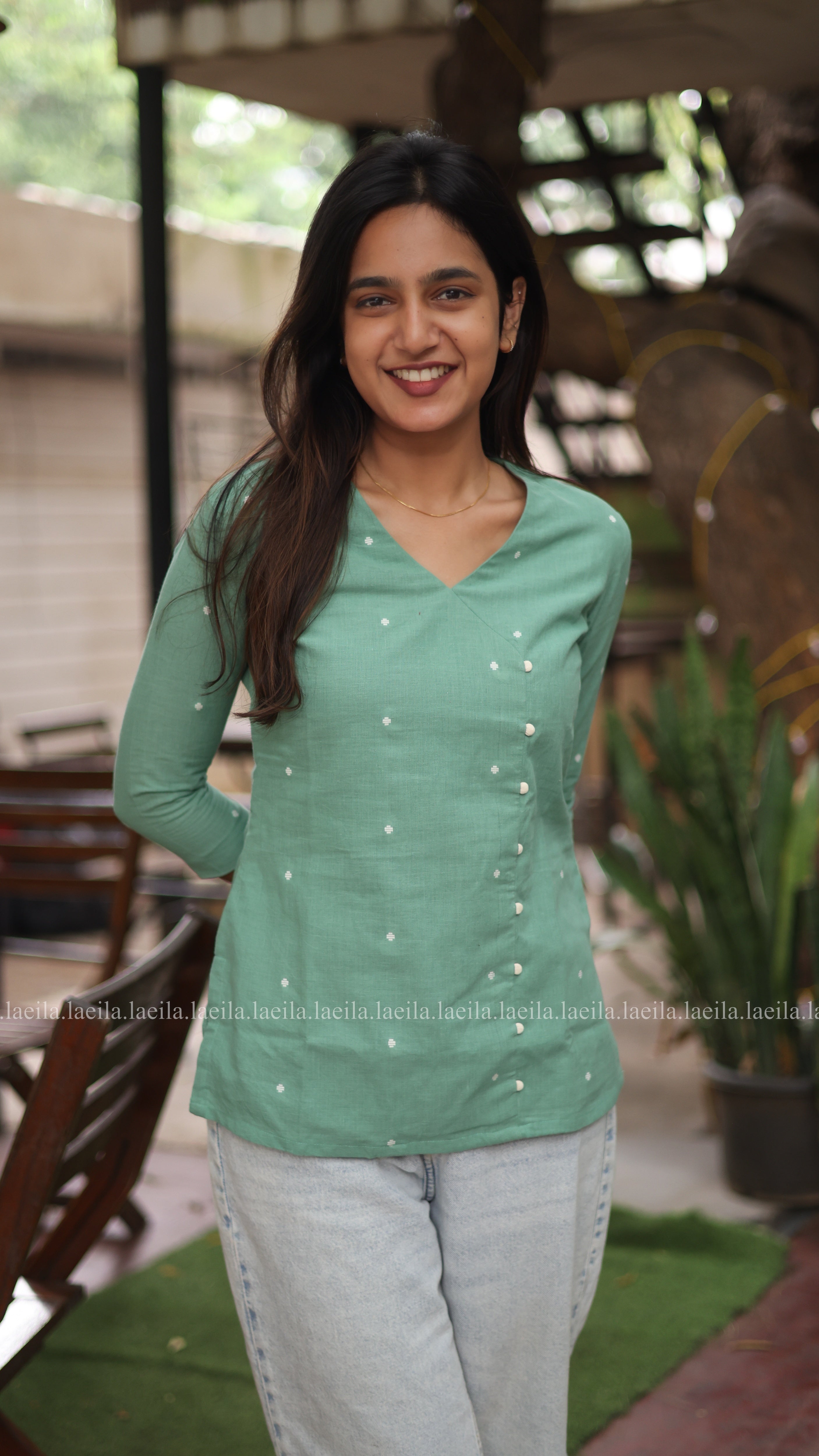 Green Cotton Short Top