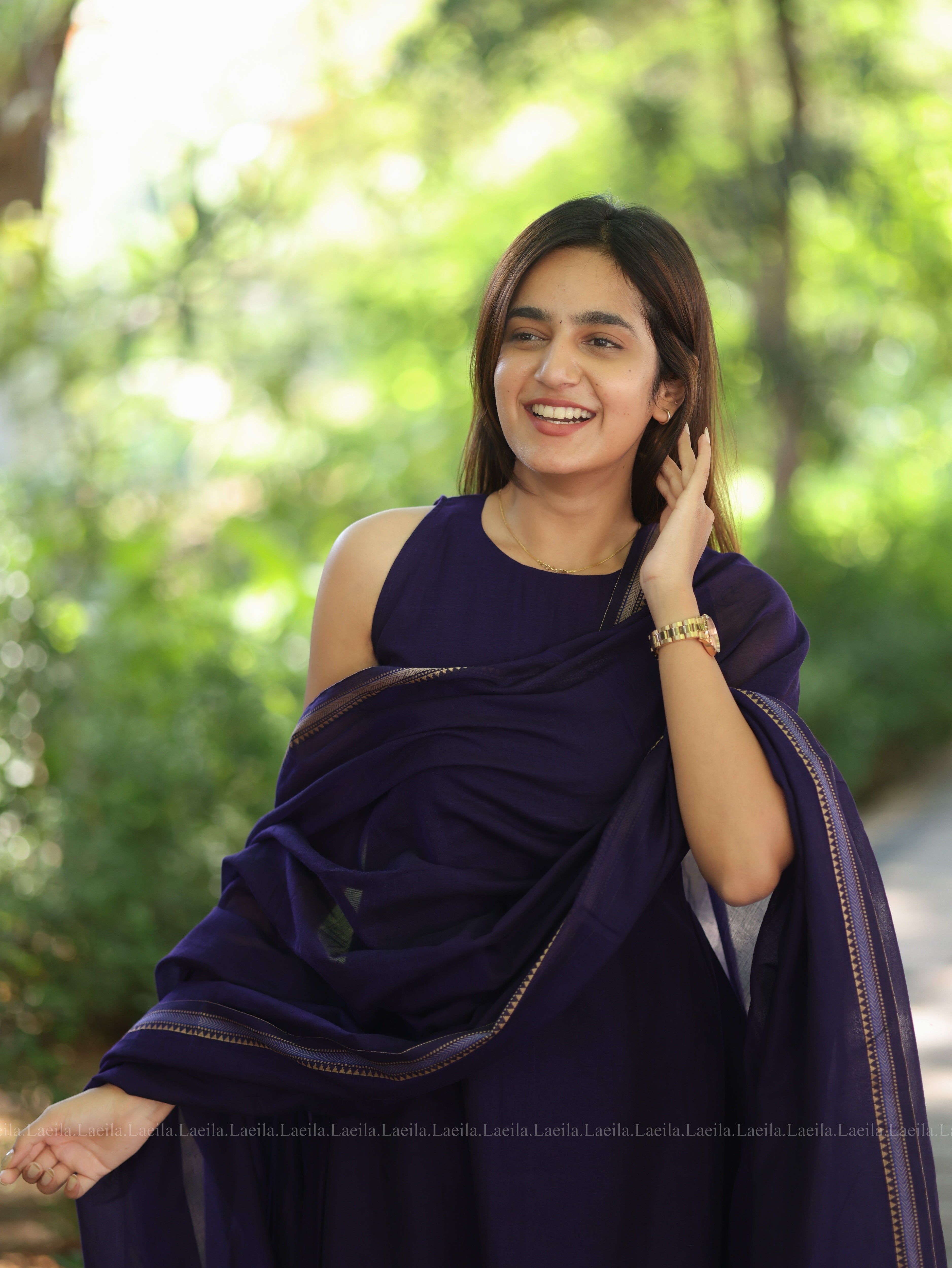 Purple Malar Narayanpet Salwar Set (Top & Dupatta)