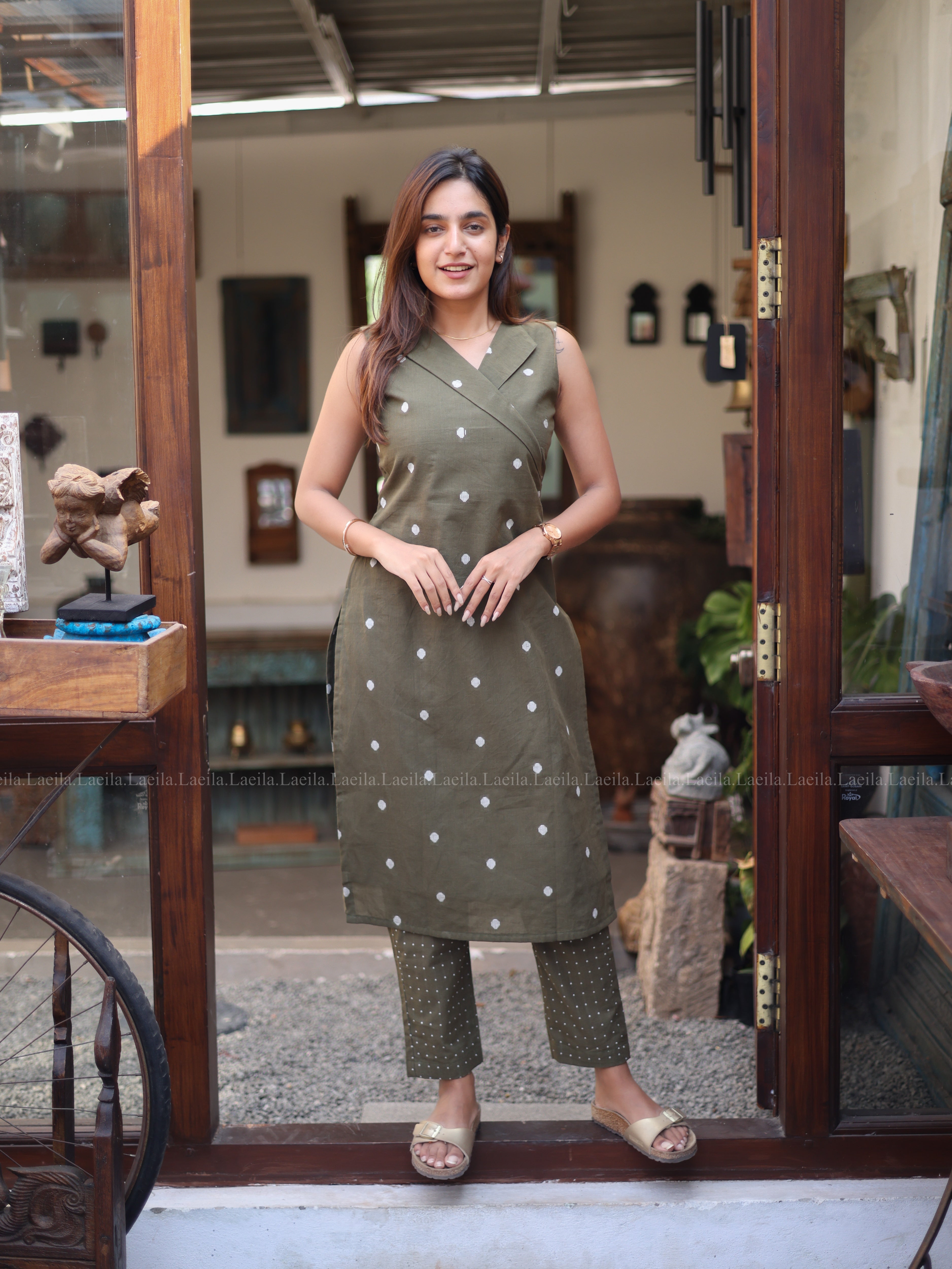 Olive green Meera Cotton Set