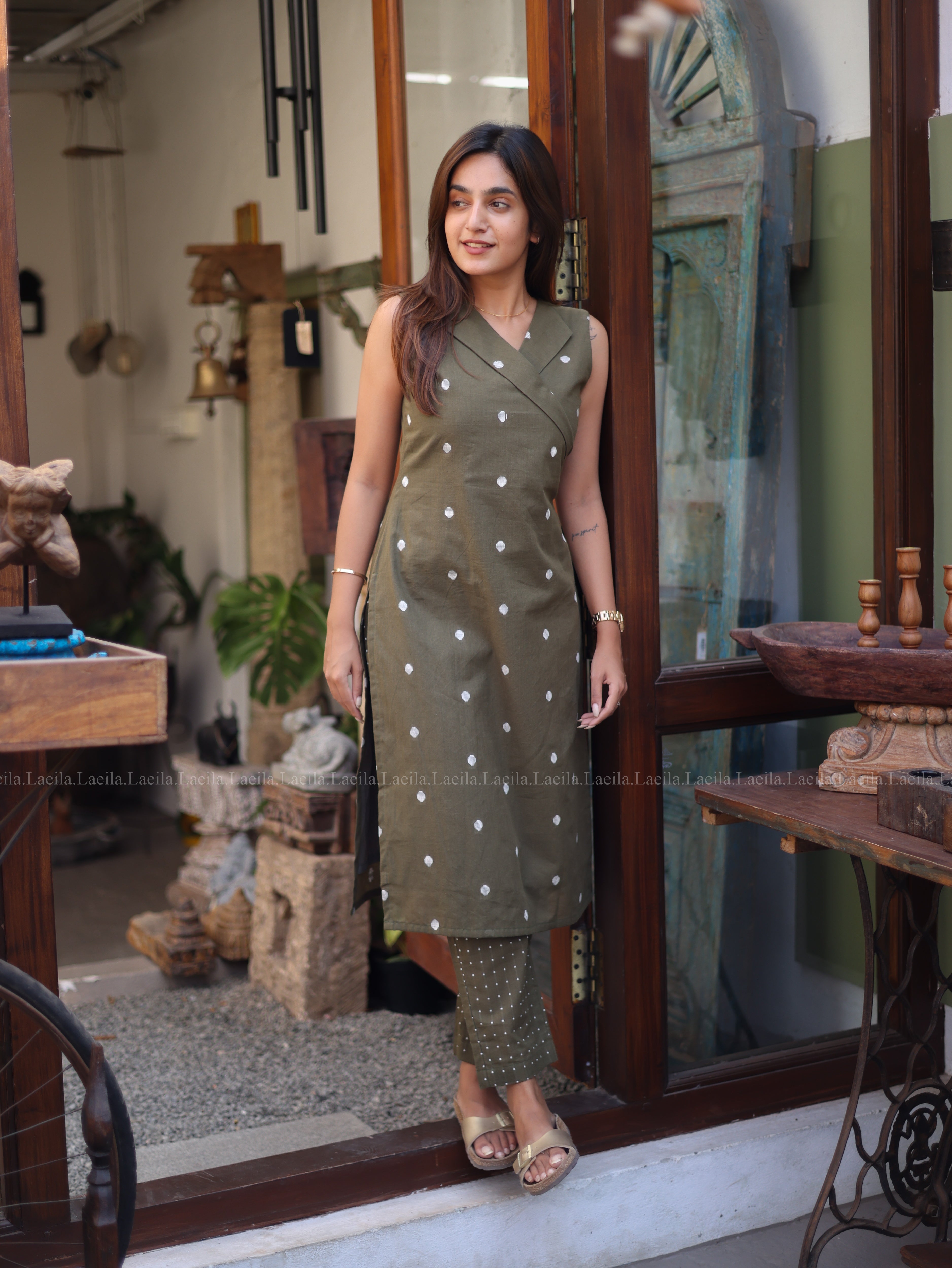 Olive green Meera Cotton Set