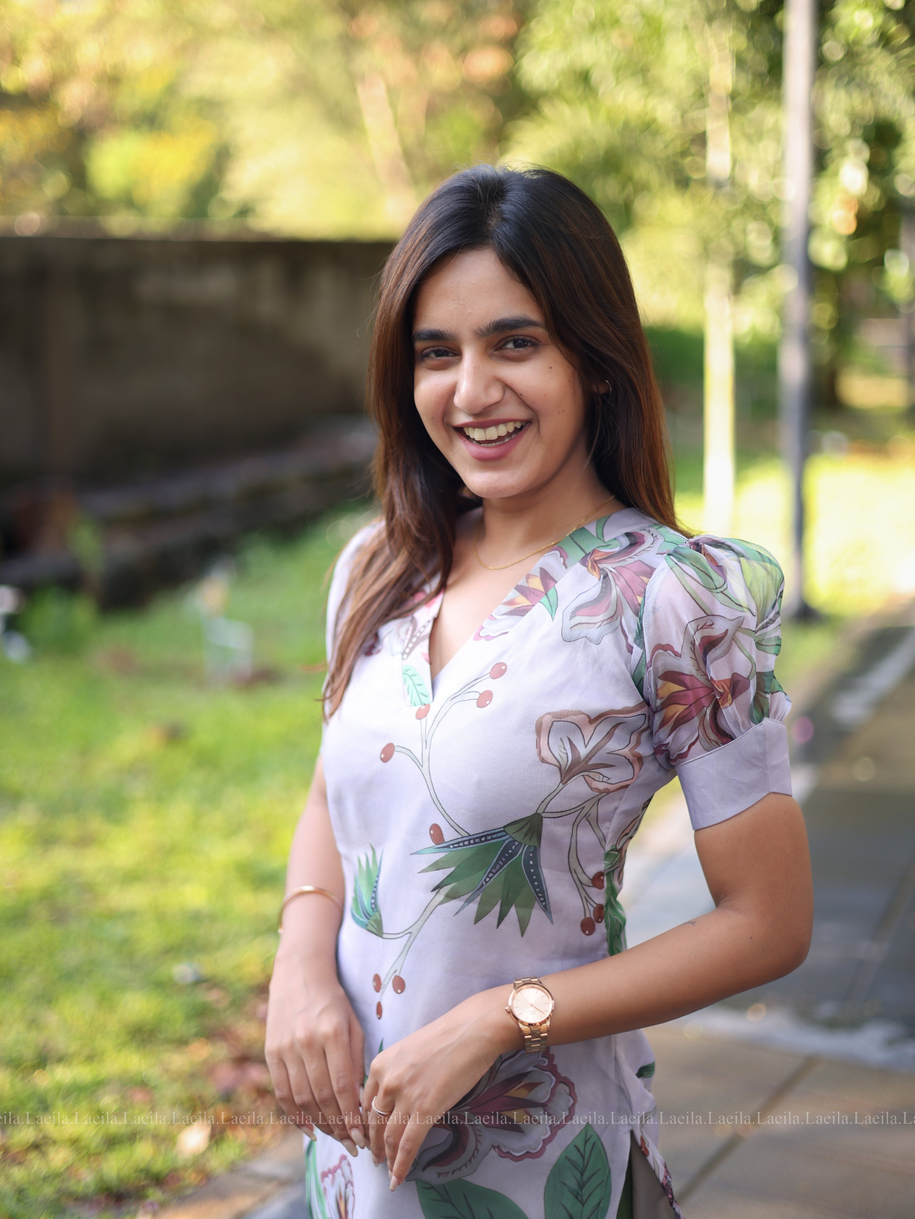 Light Grey Floral organza Top