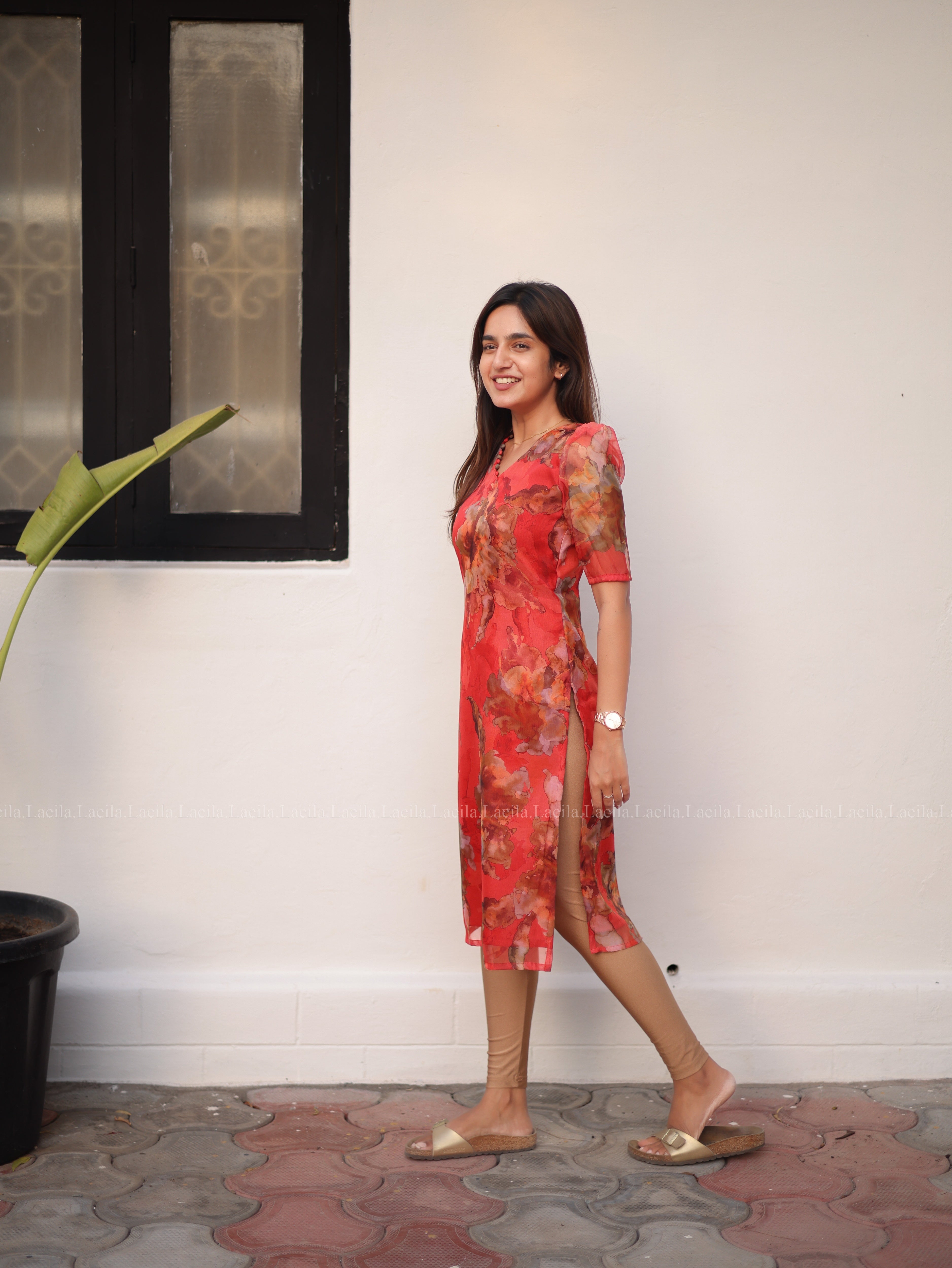 Lust Red Floral organza Top