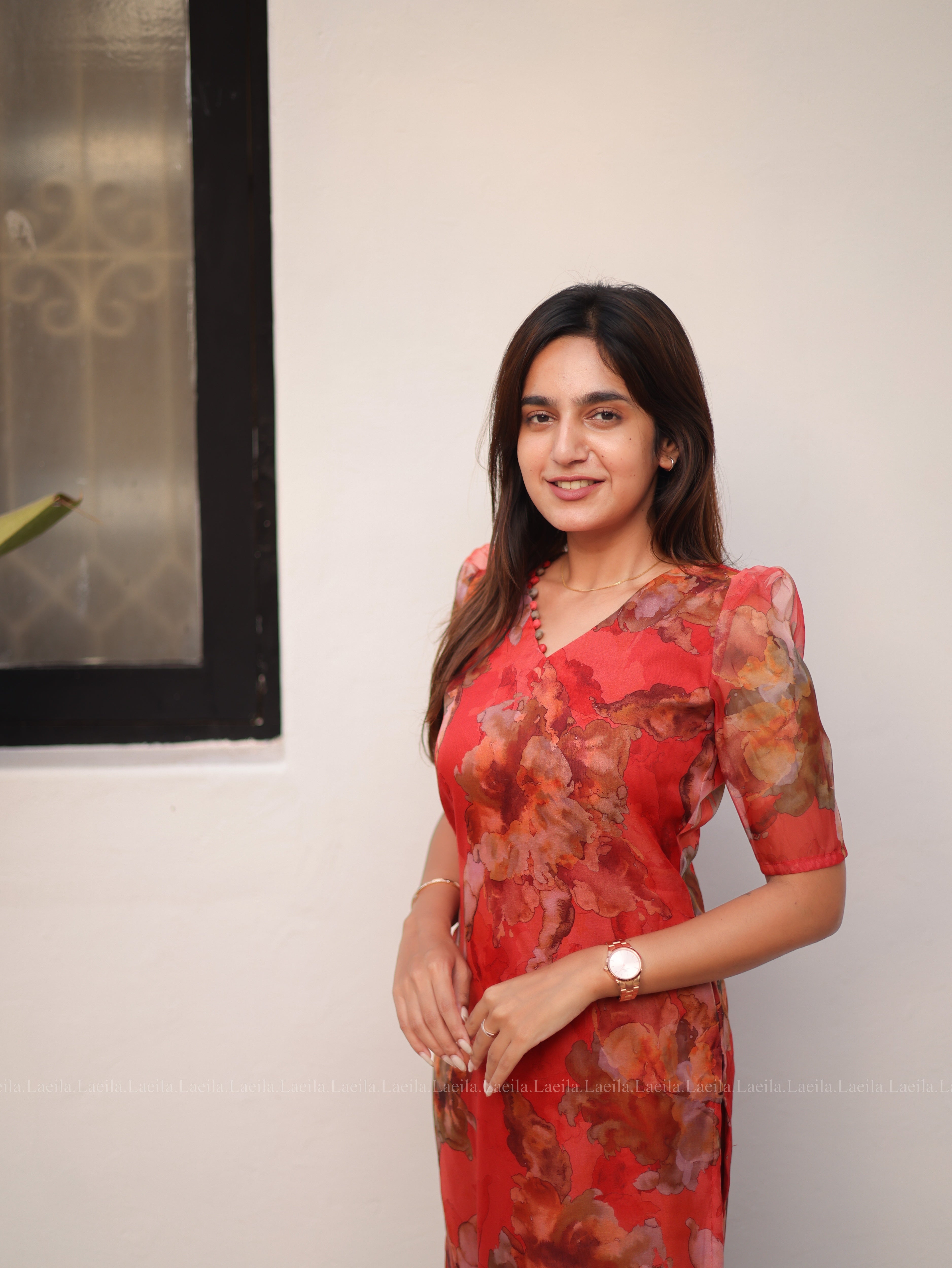 Lust Red Floral organza Top