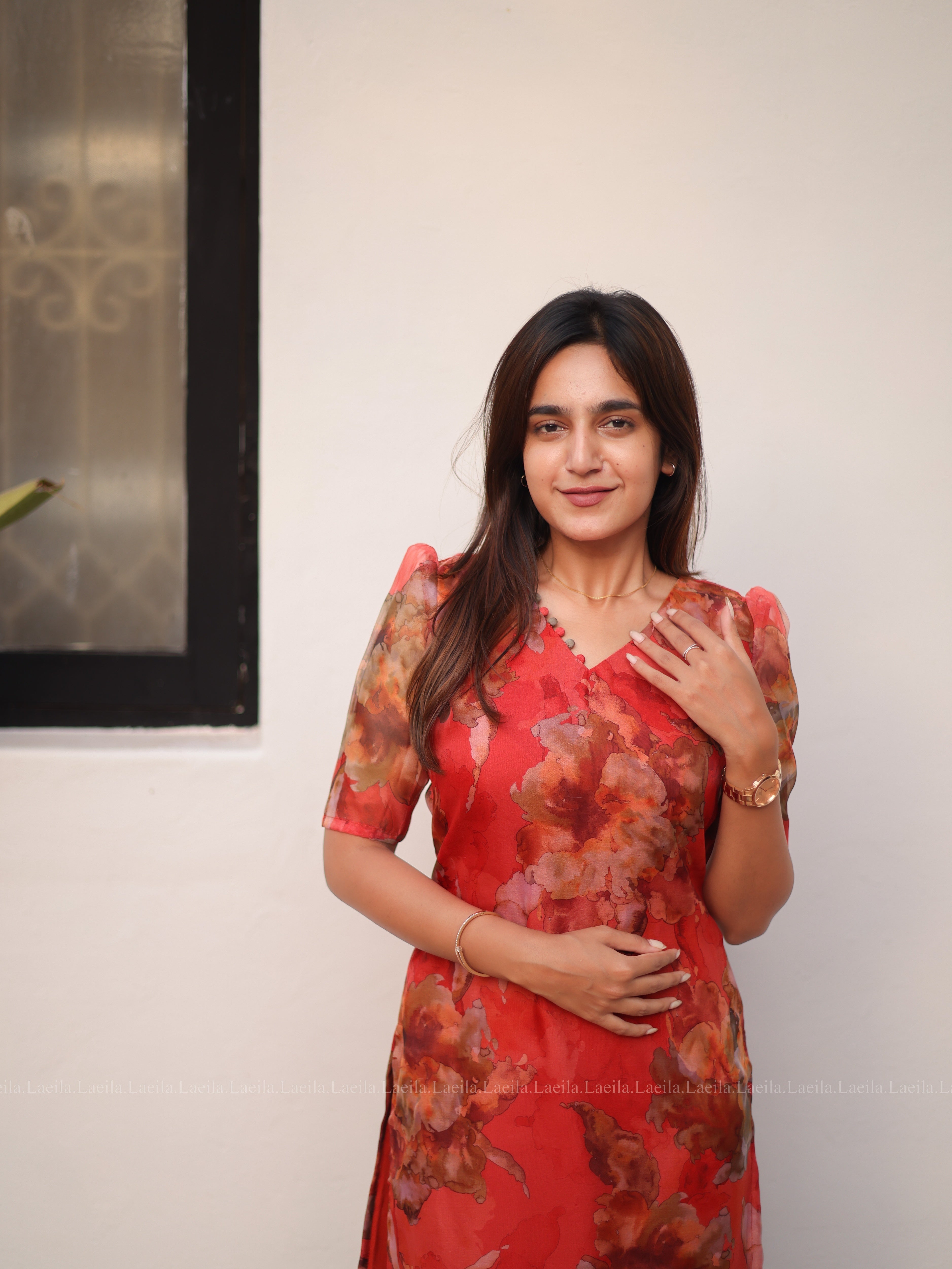 Lust Red Floral organza Top