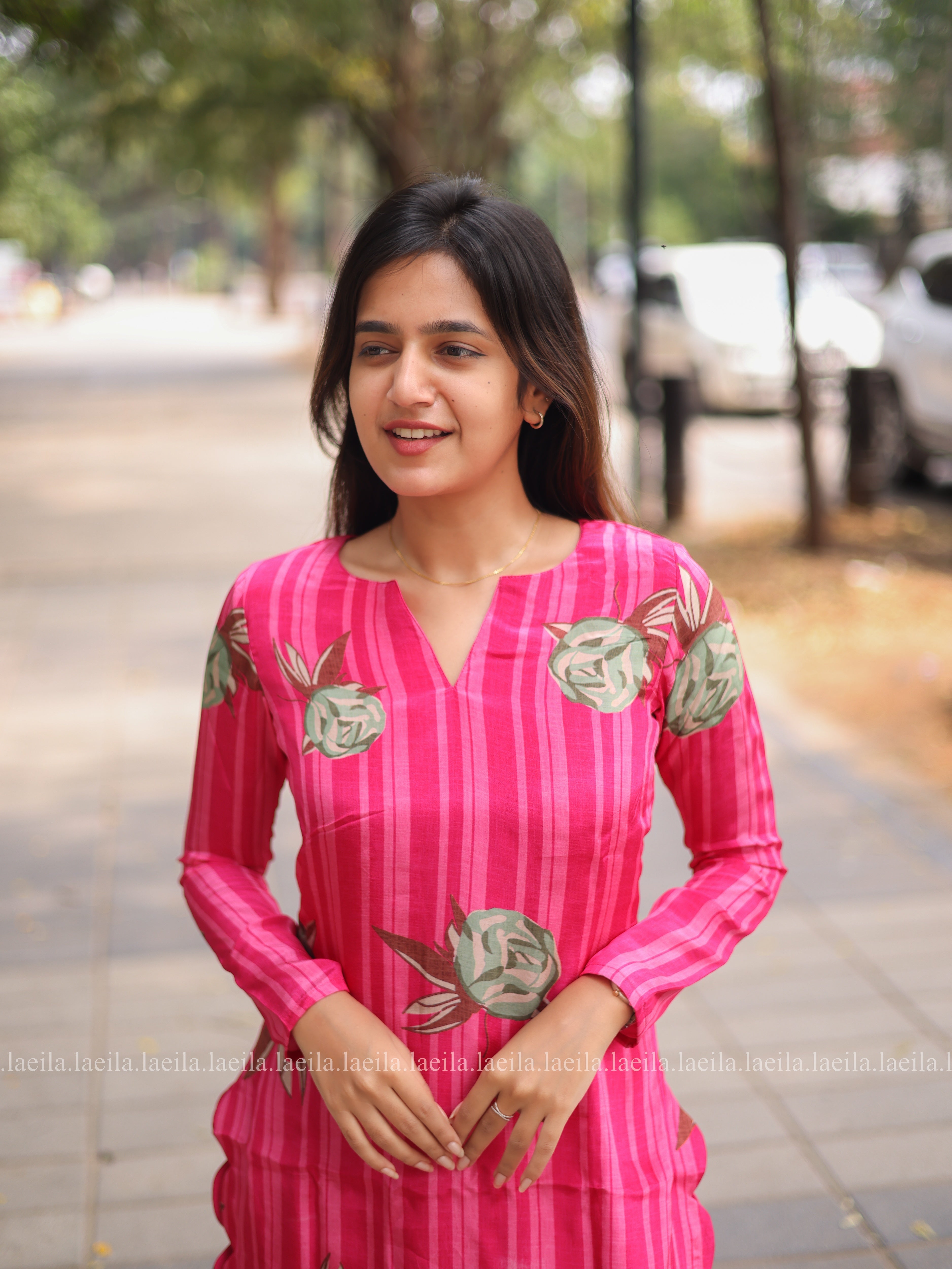 Pink pure muslin Crape Co-ord Set