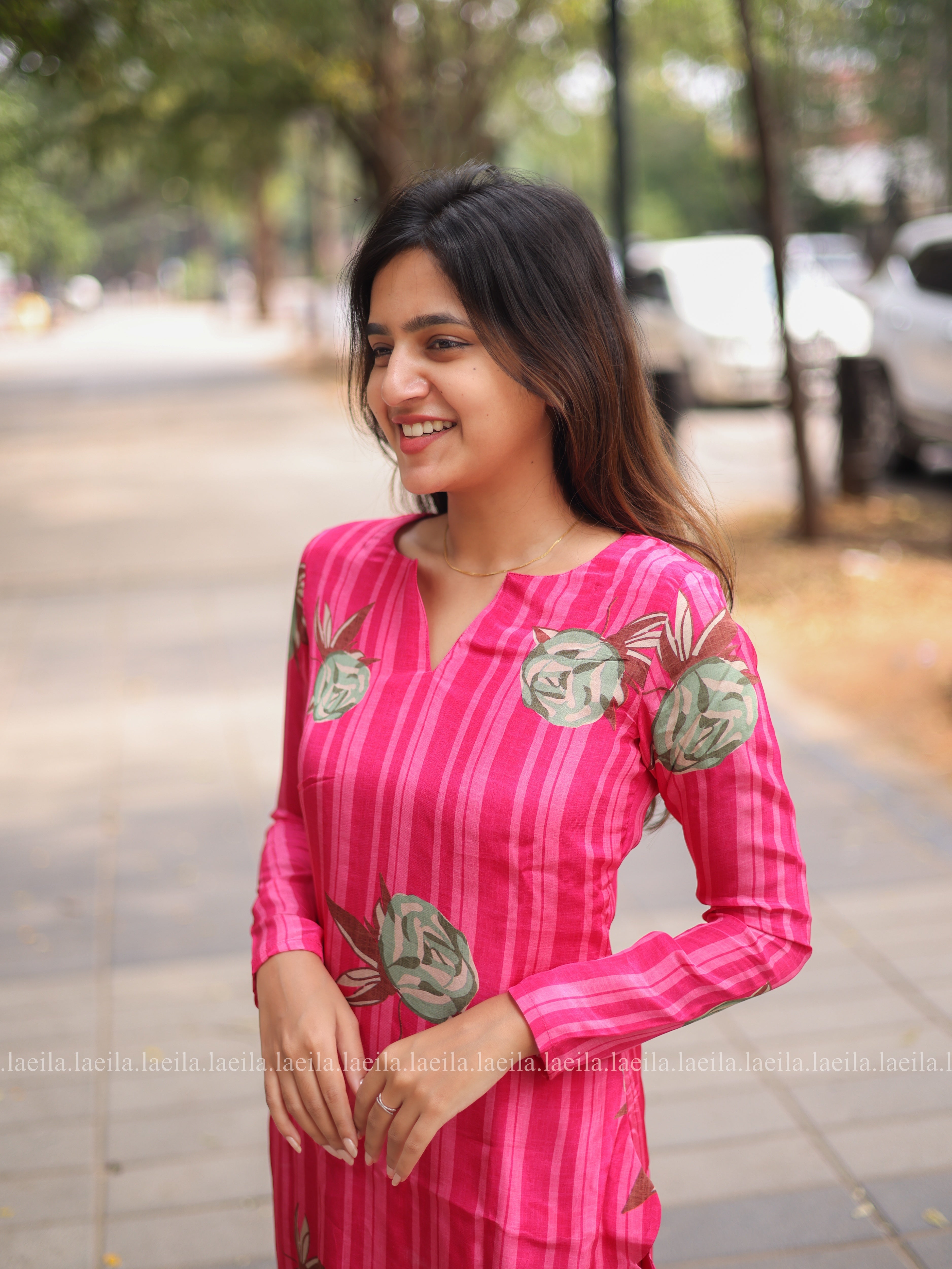 Pink pure muslin Crape Co-ord Set