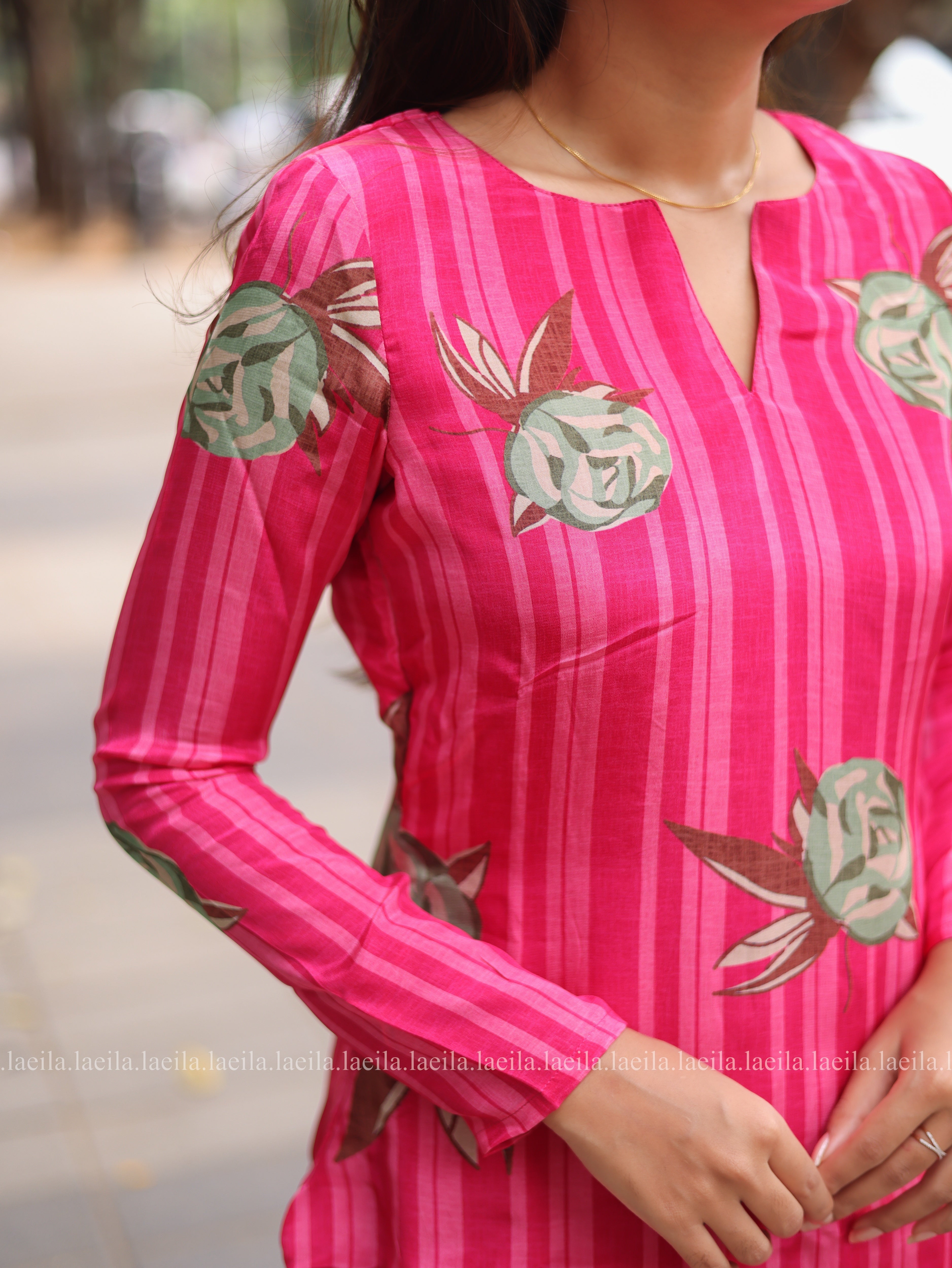 Pink pure muslin Crape Co-ord Set