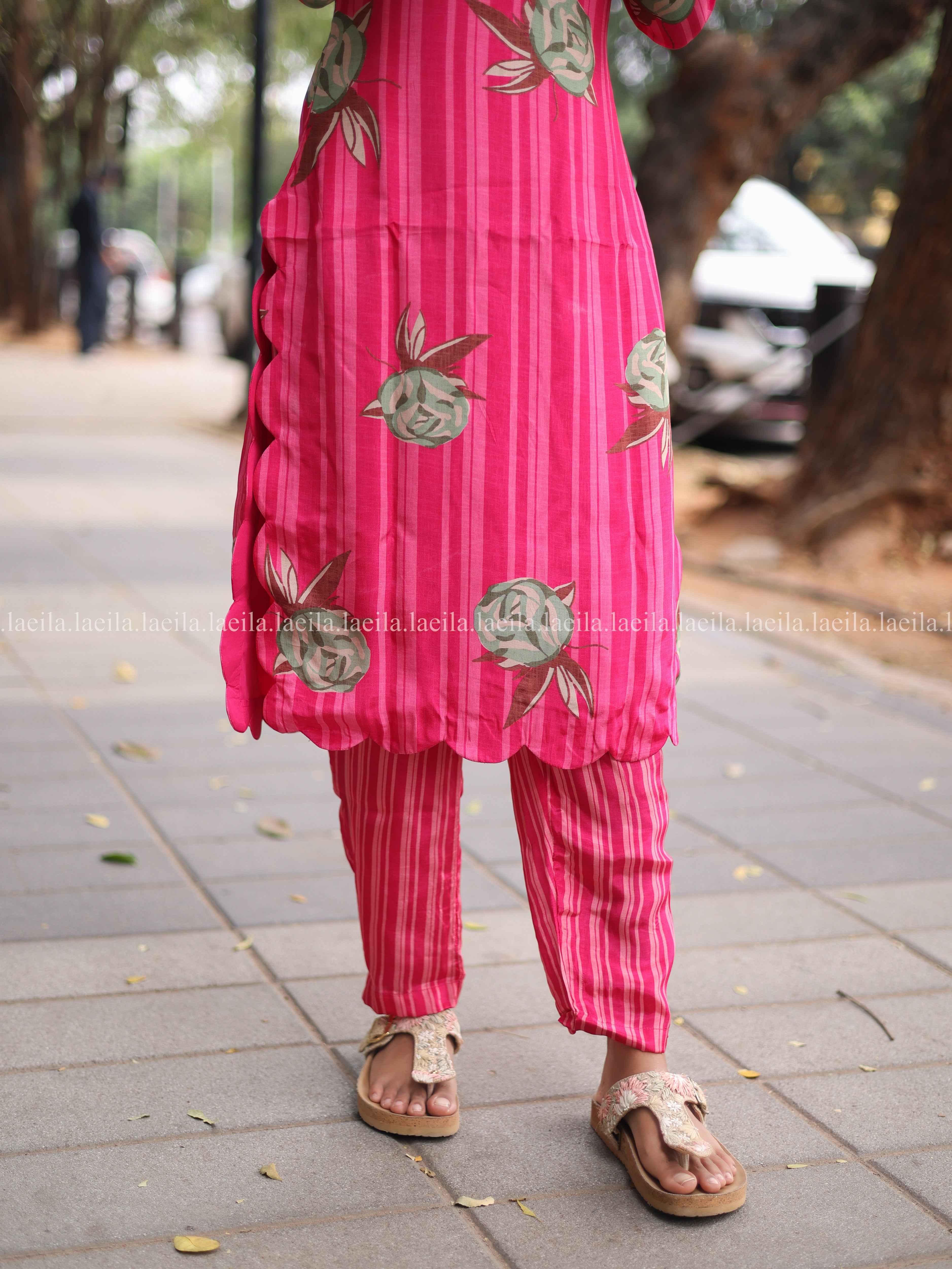 Pink pure muslin Crape Co-ord Set