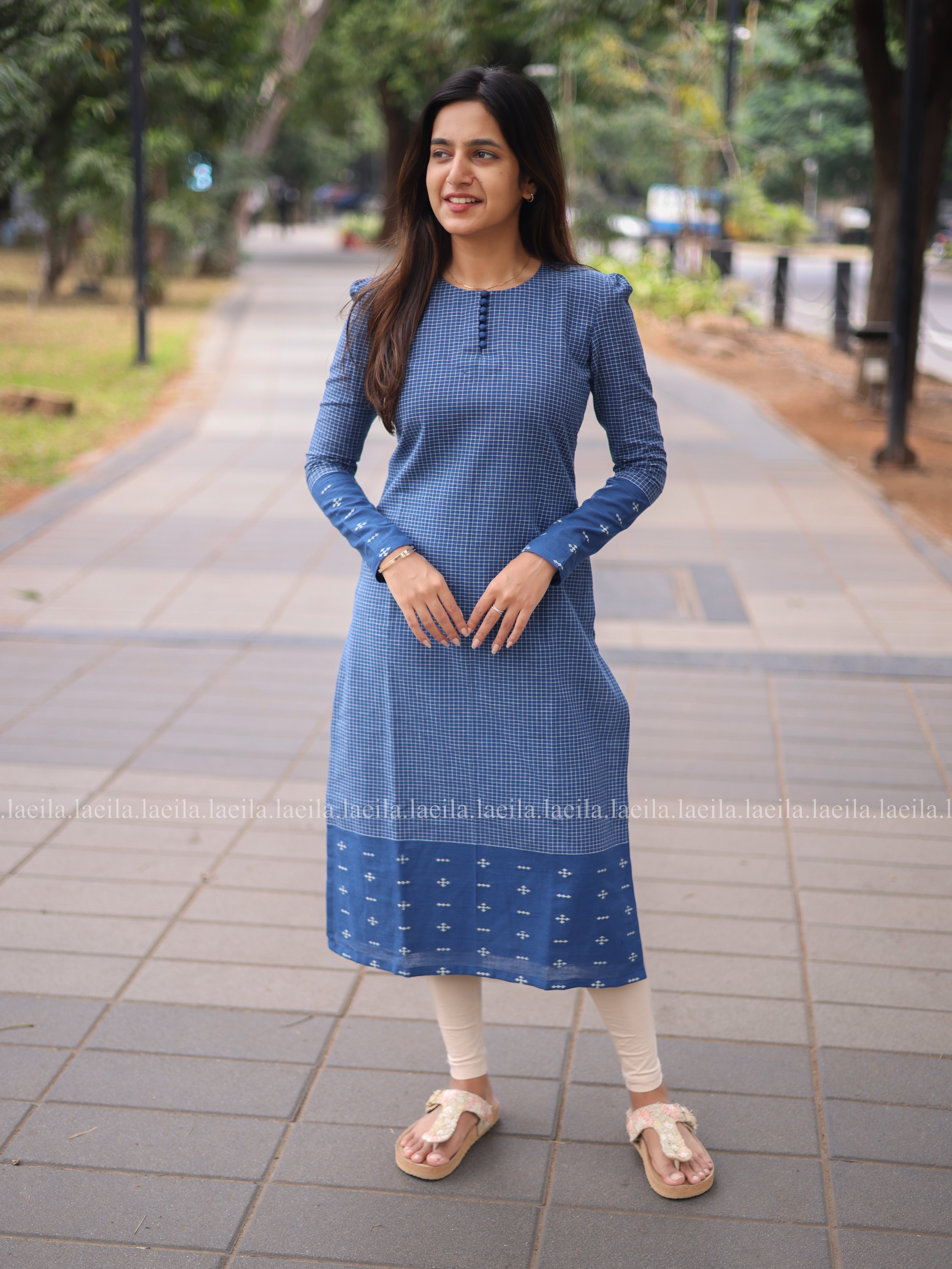 Blue checked full sleeve top