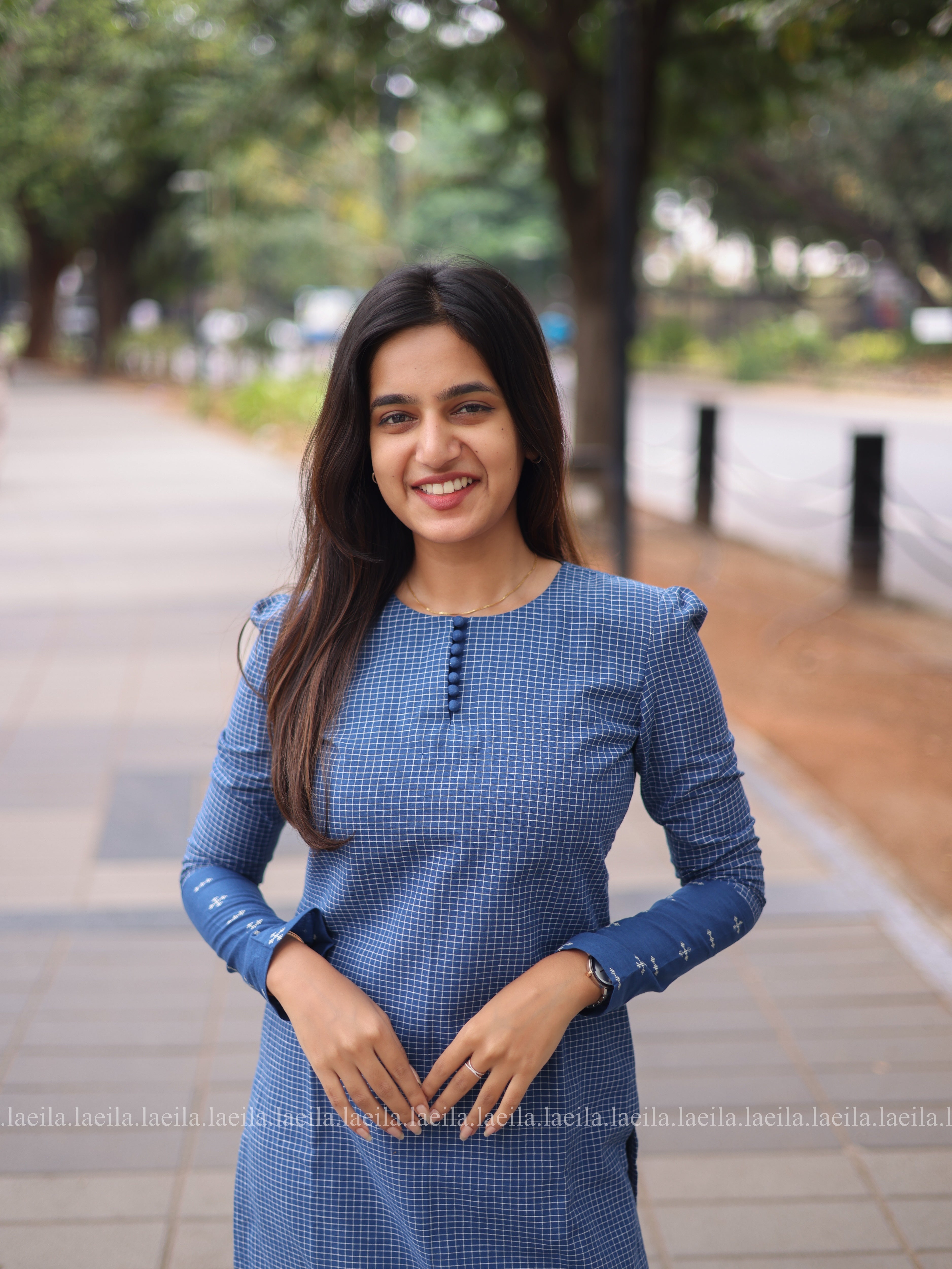 Blue checked full sleeve top