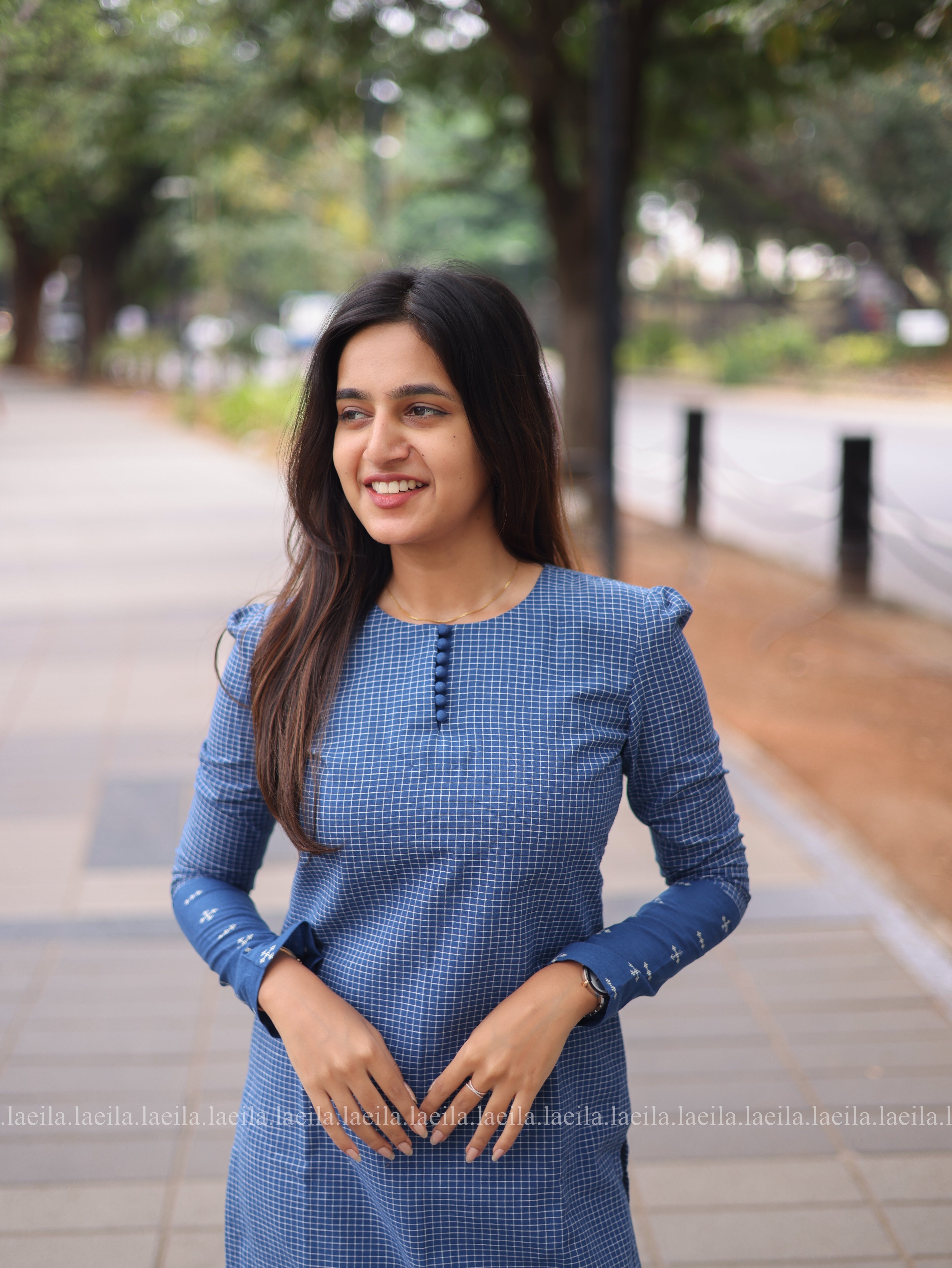 Blue checked full sleeve top