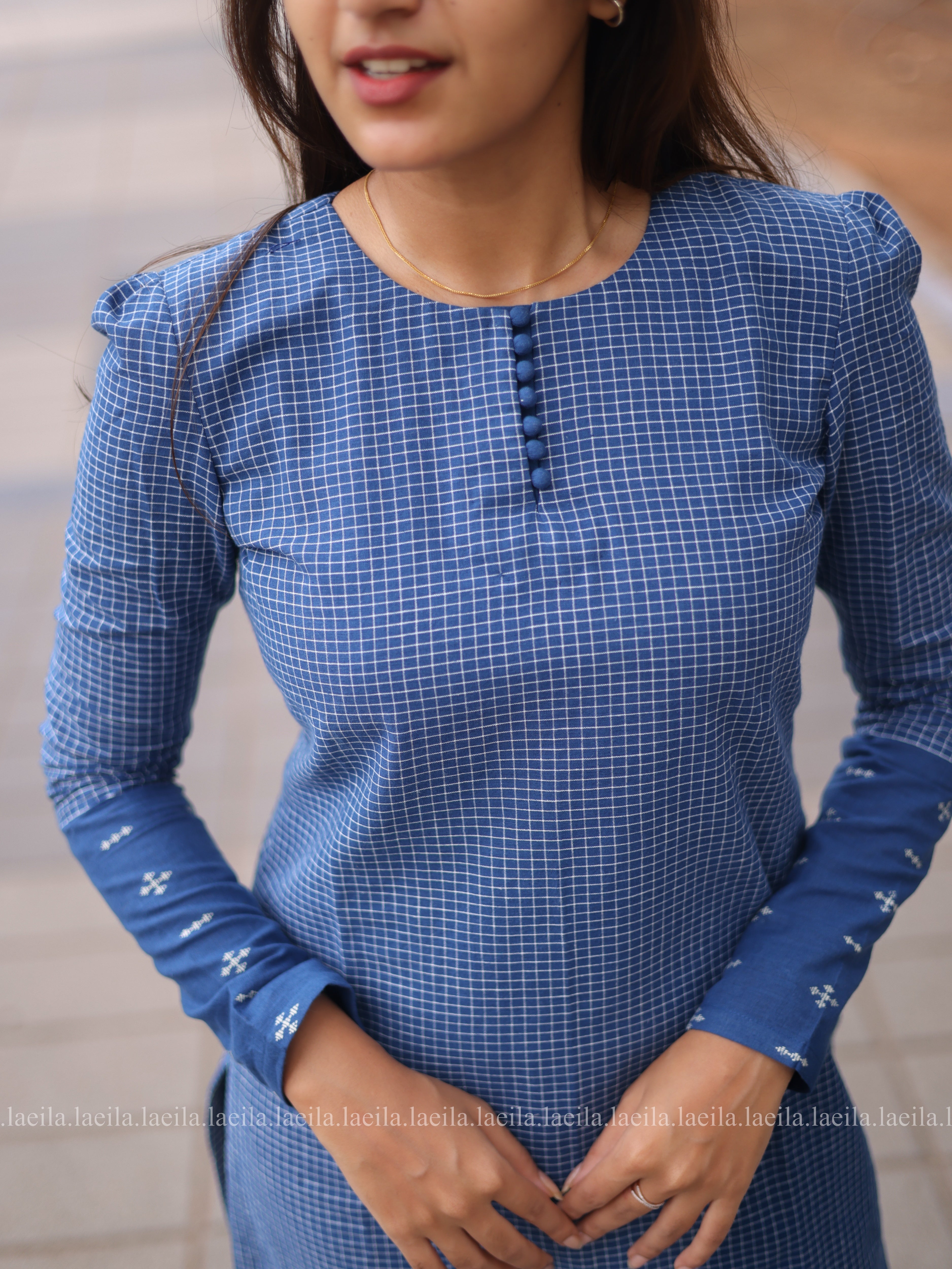 Blue checked full sleeve top