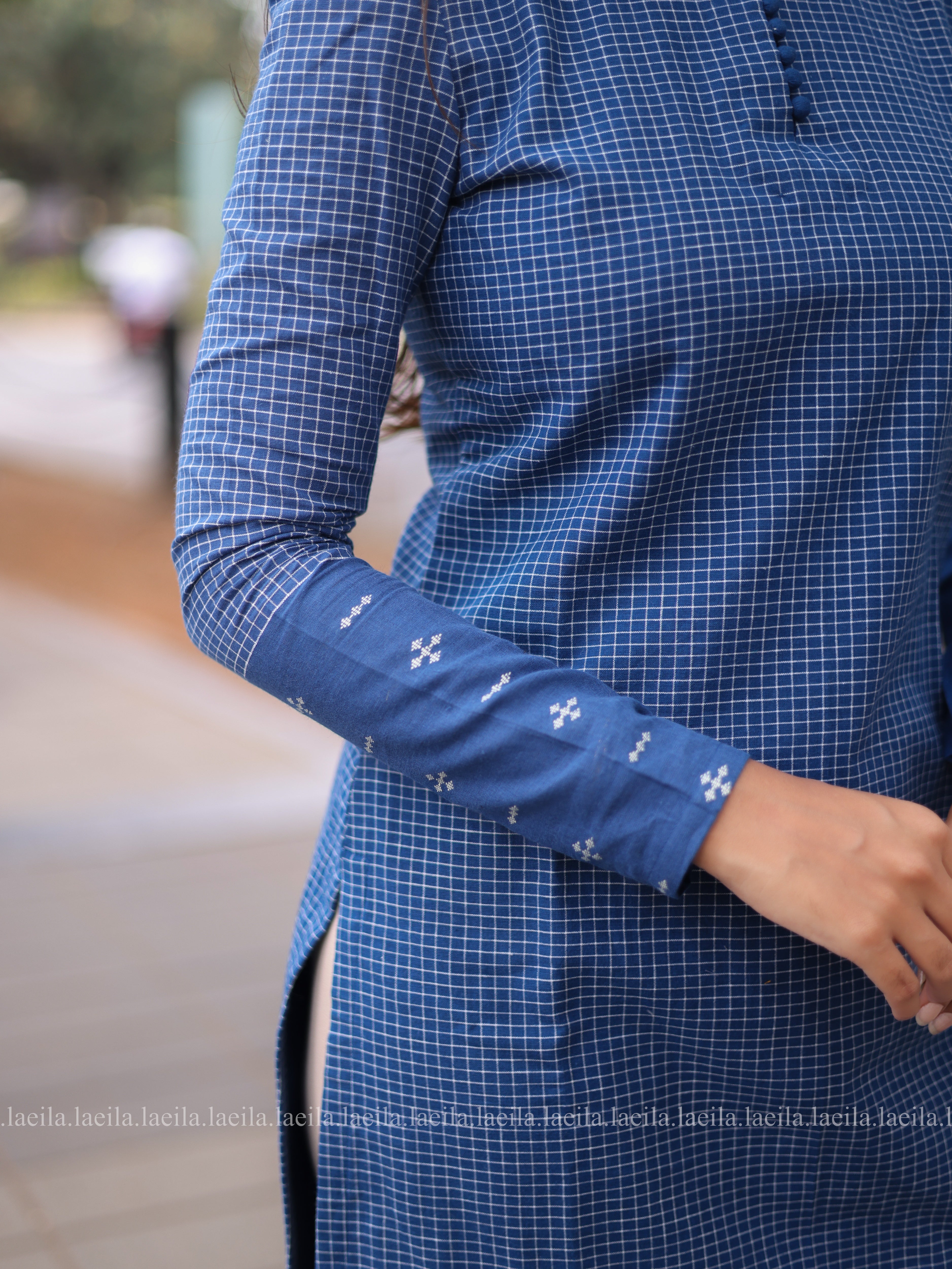 Blue checked full sleeve top
