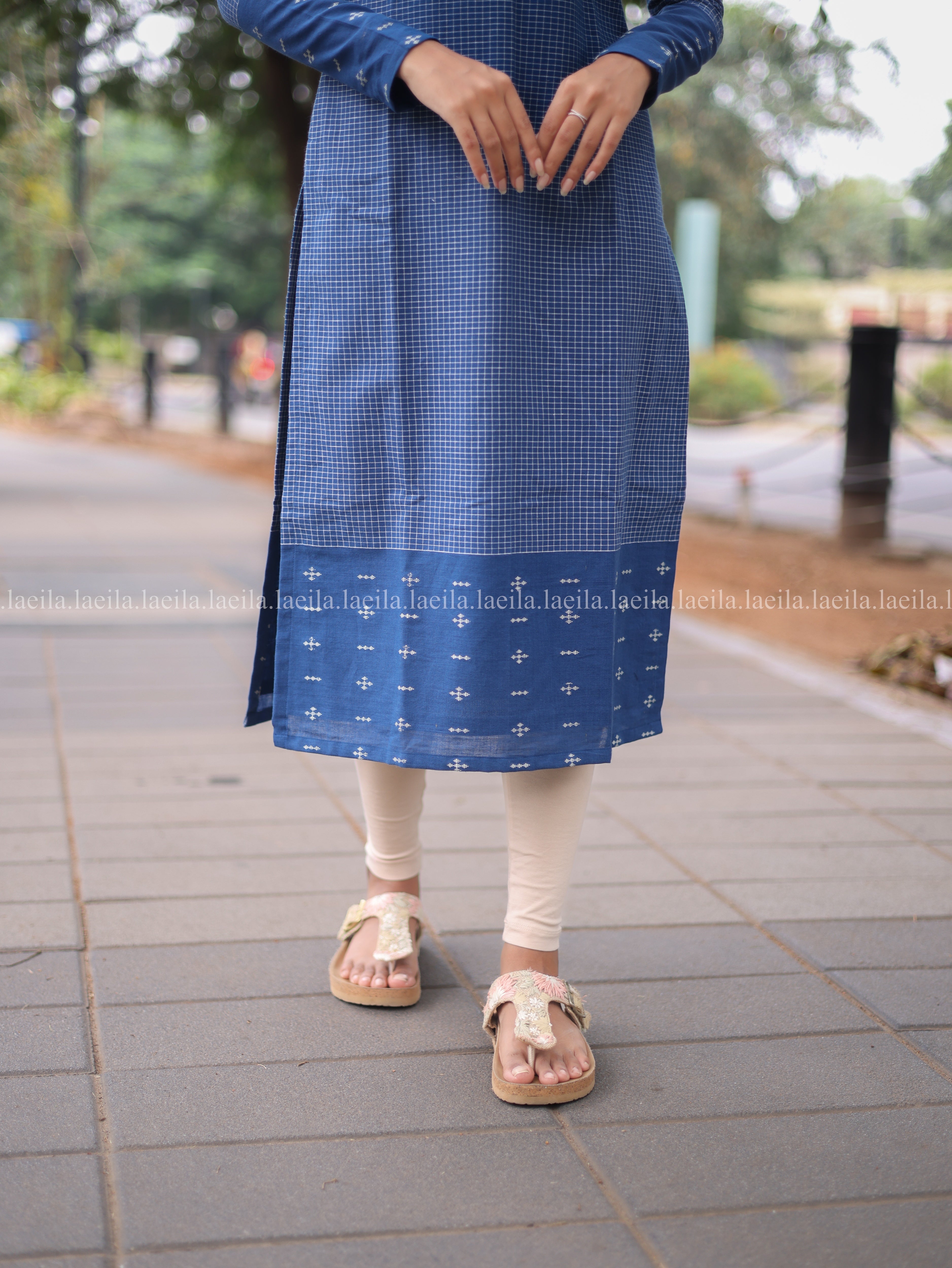 Blue checked full sleeve top