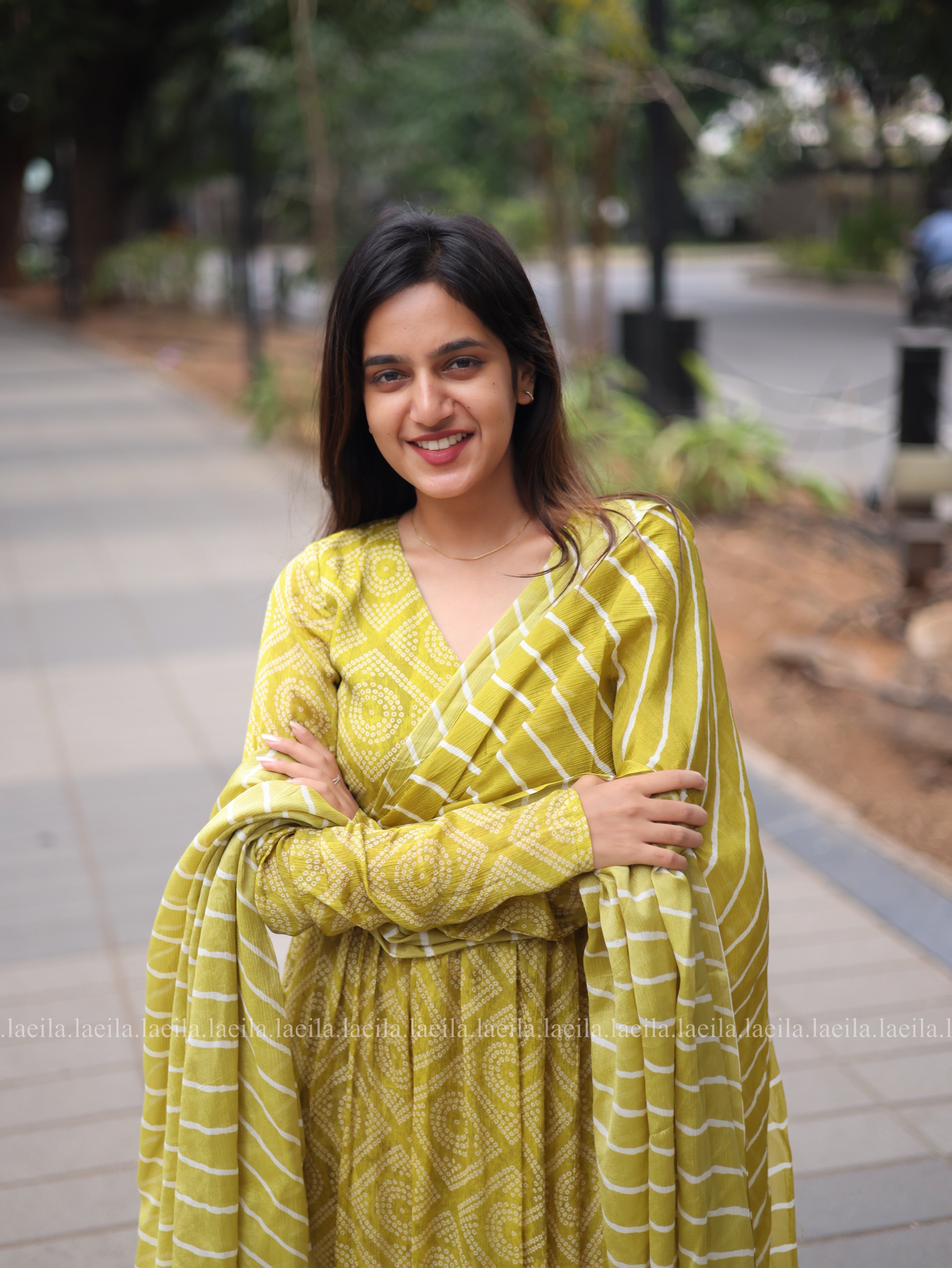 Pear Green Alia cut Top & Dupatta