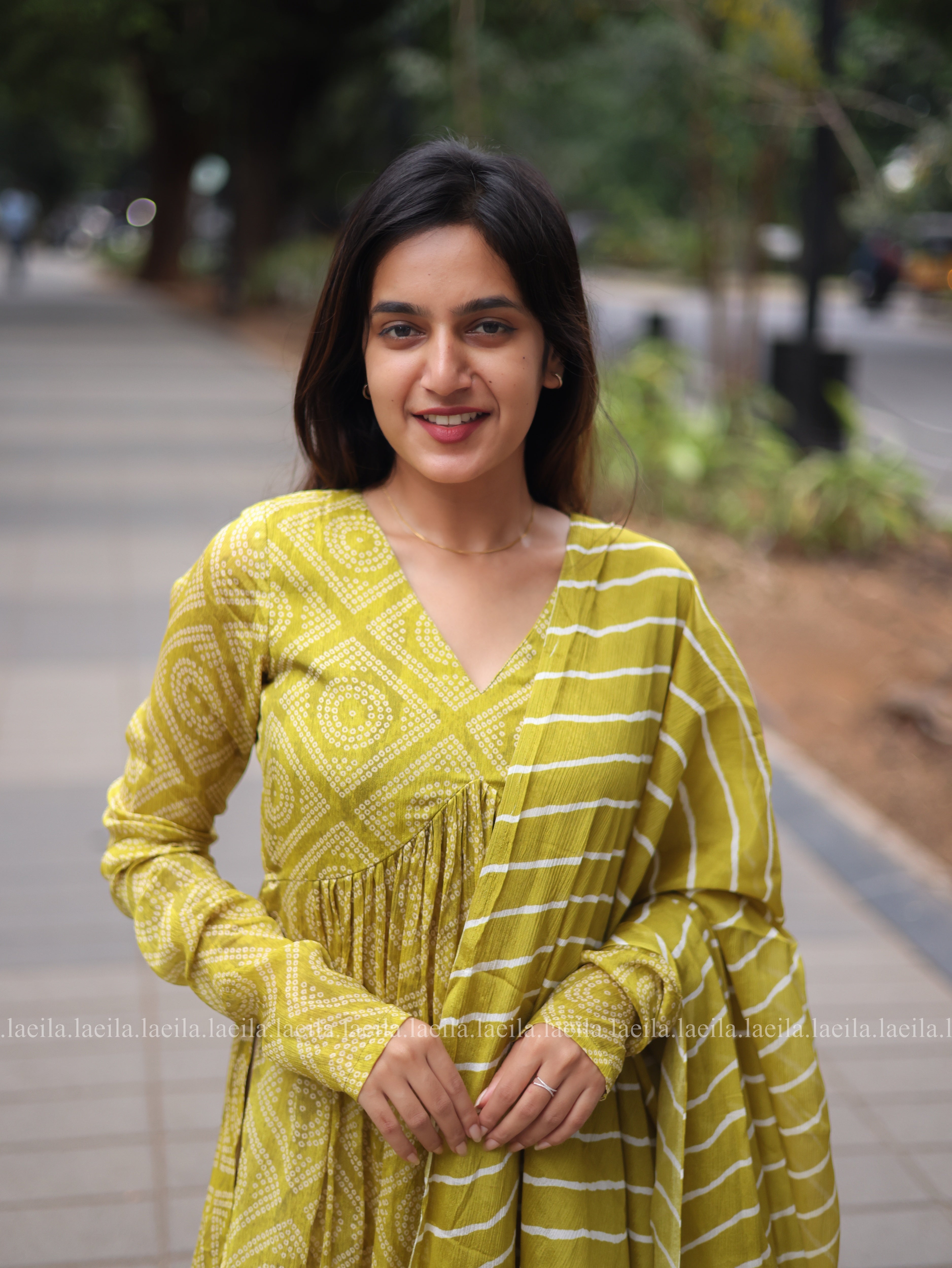 Pear Green Alia cut Top & Dupatta