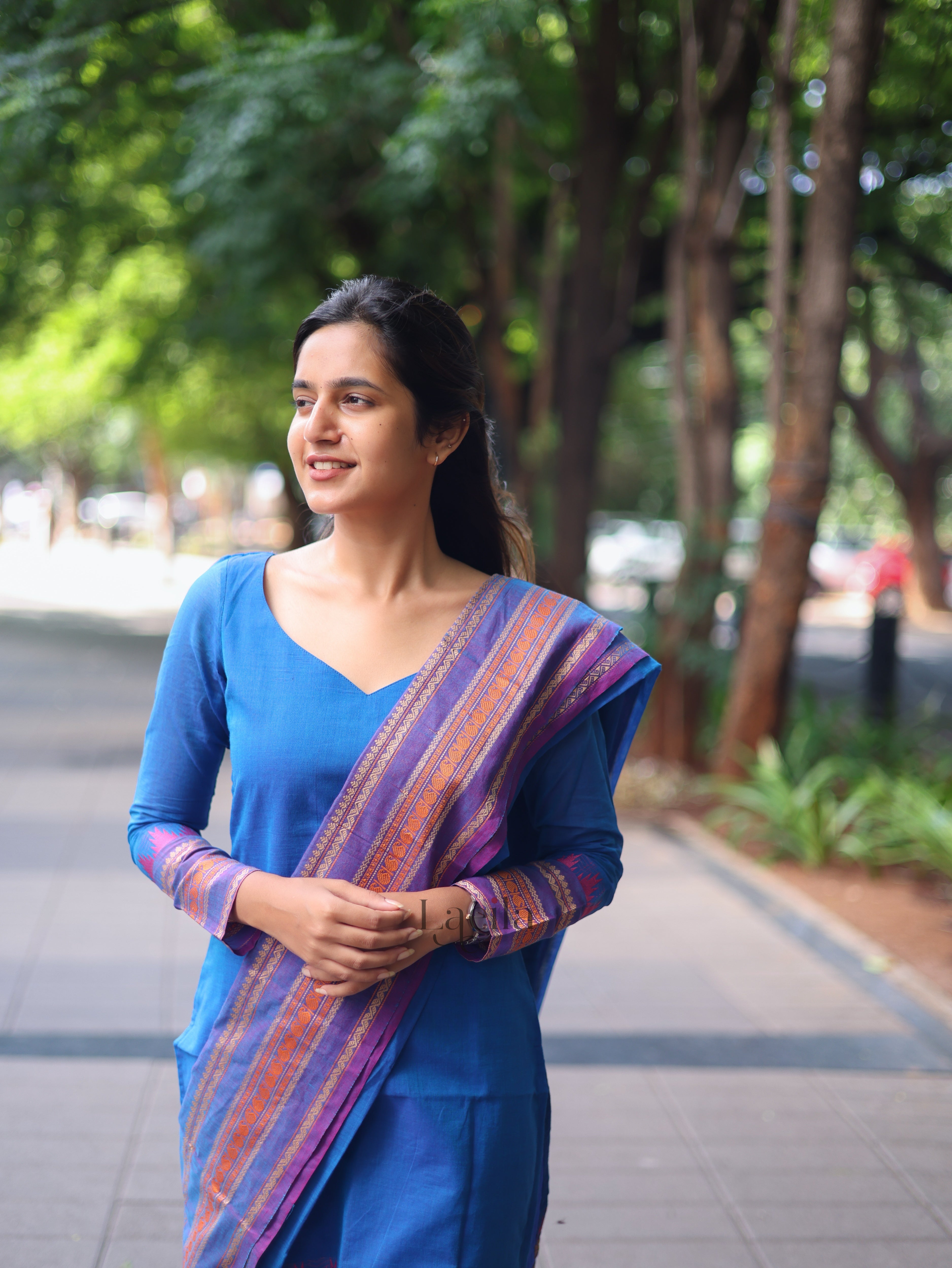 Blue kanchi cotton top and duppata