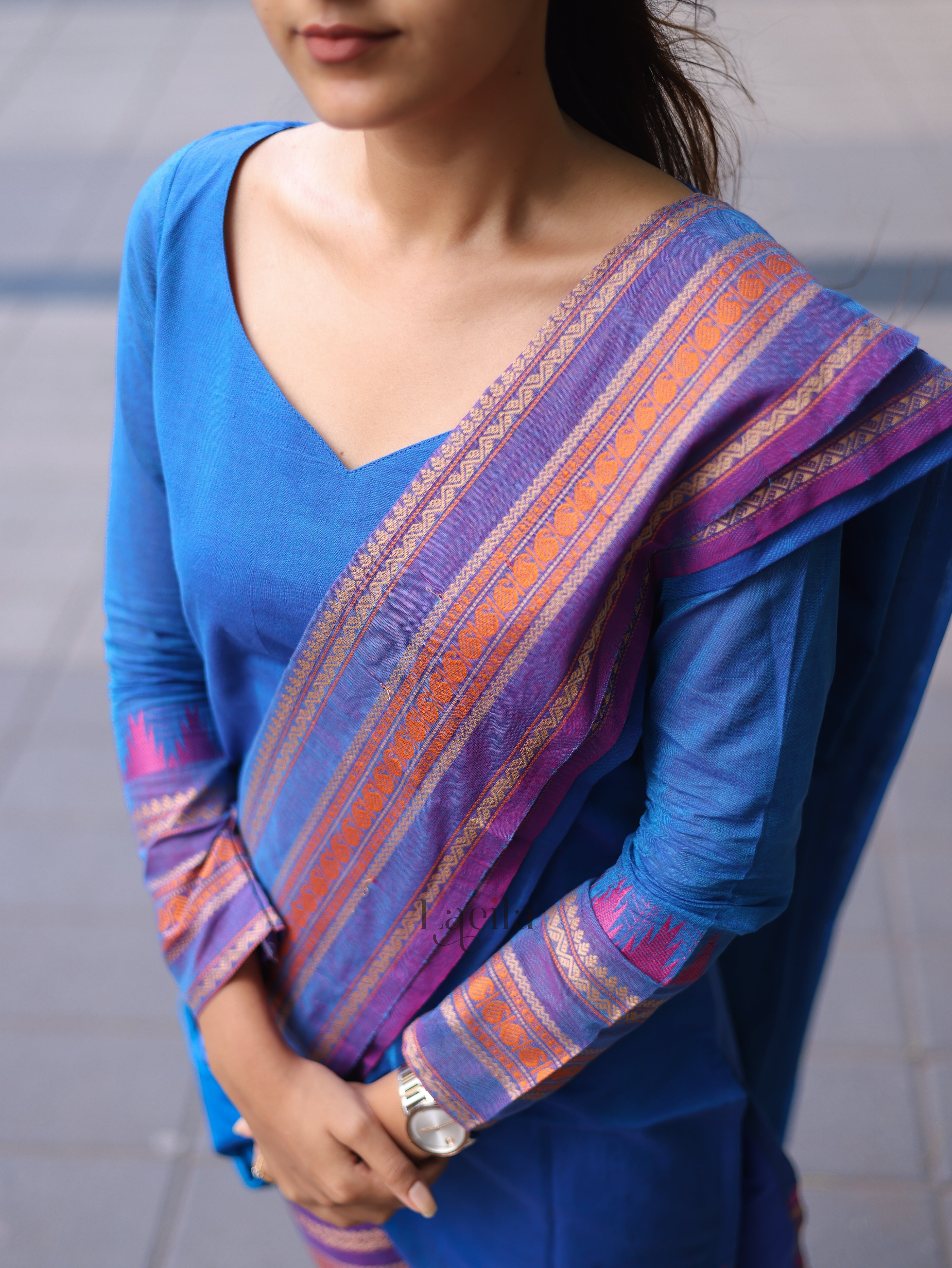 Blue kanchi cotton top and duppata