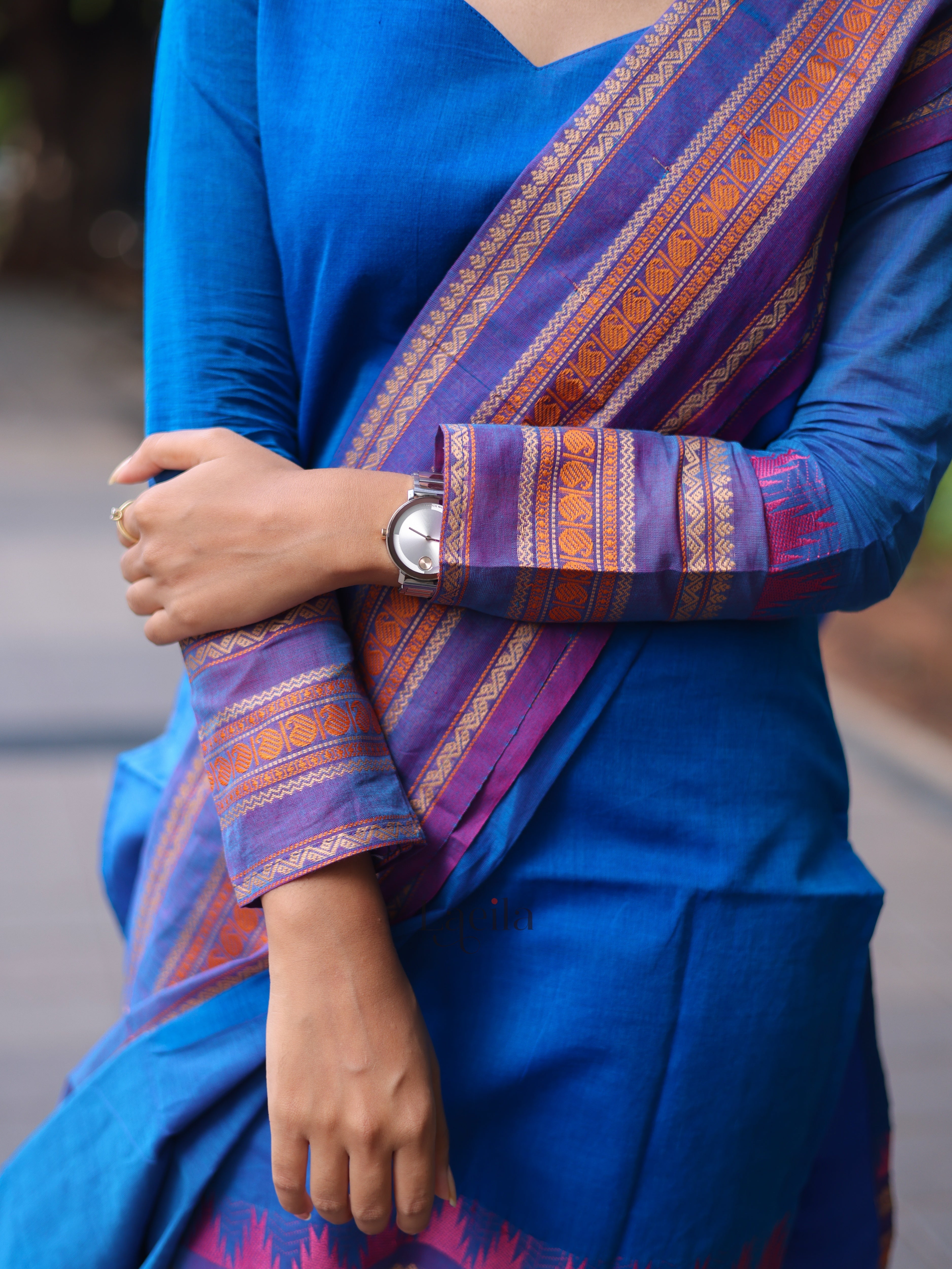 Blue kanchi cotton top and duppata