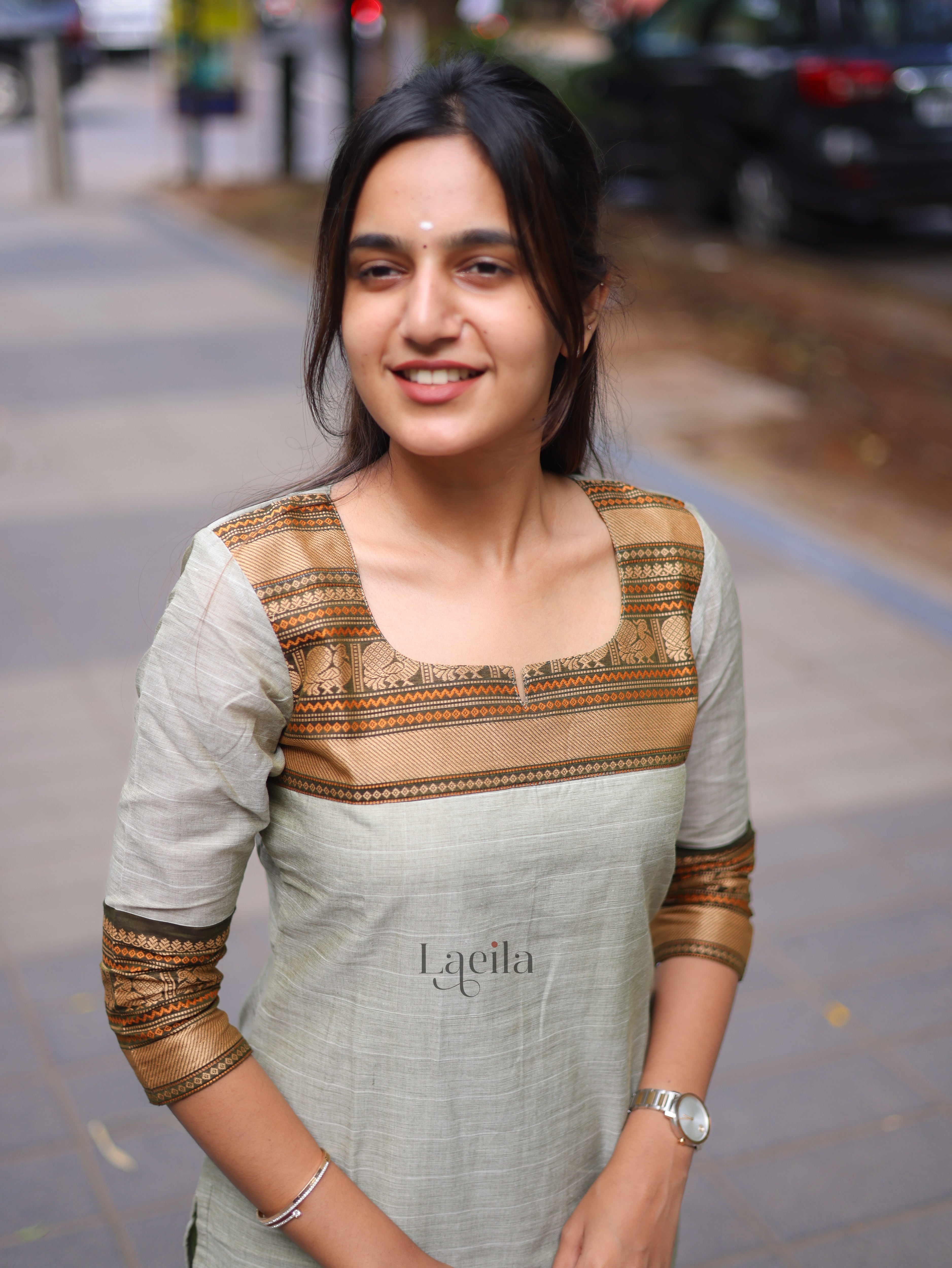 Pastel Green Pure Kanchi Cotton Top and Duppata