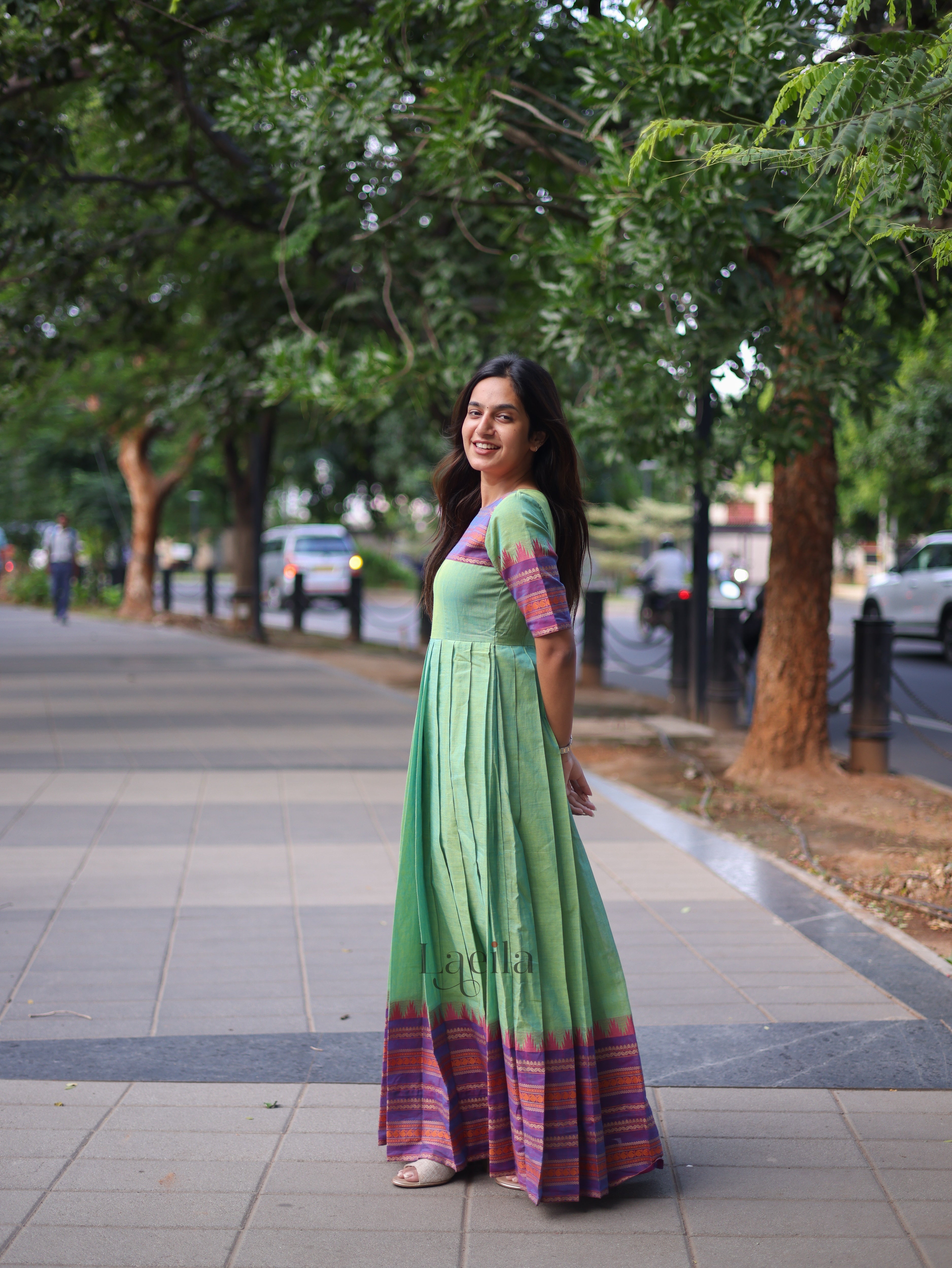 Pure Kanchi Cotton Mint green Gown