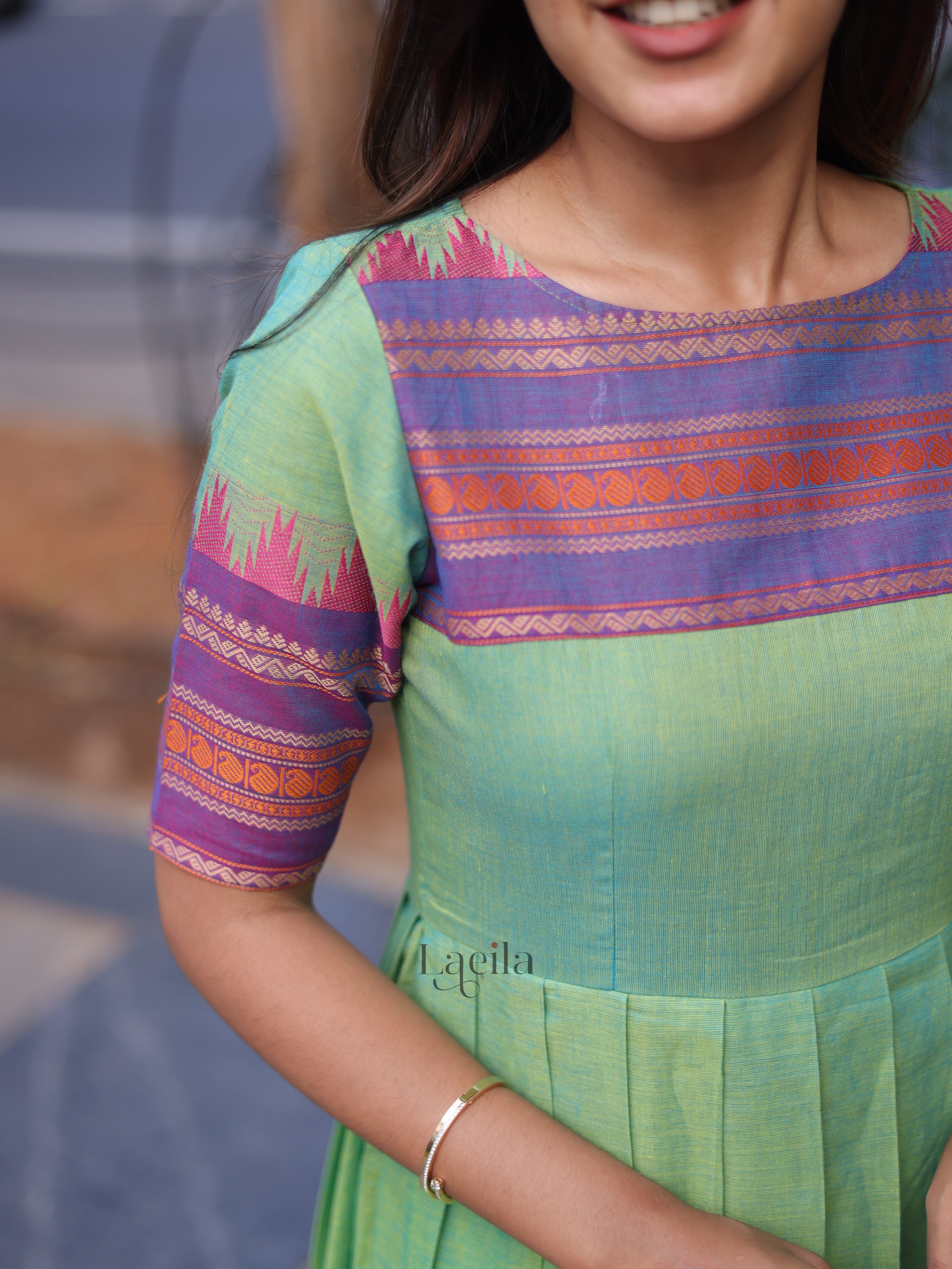 Pure Kanchi Cotton Mint green Gown